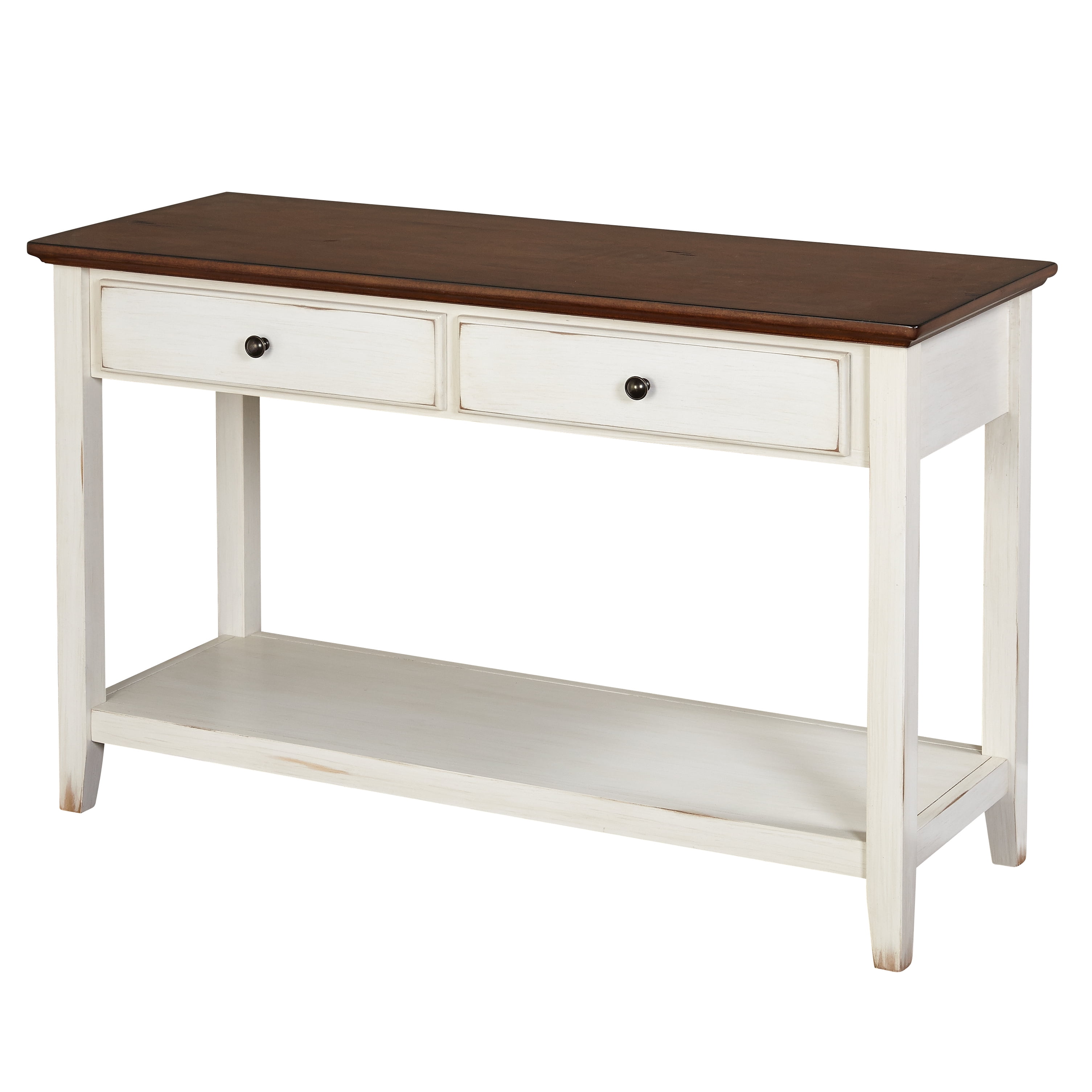 TMS Charleston Rectangular Two-Tone Wood Sofa Table, Chestnut Brown and Off-White Finish - Image 3