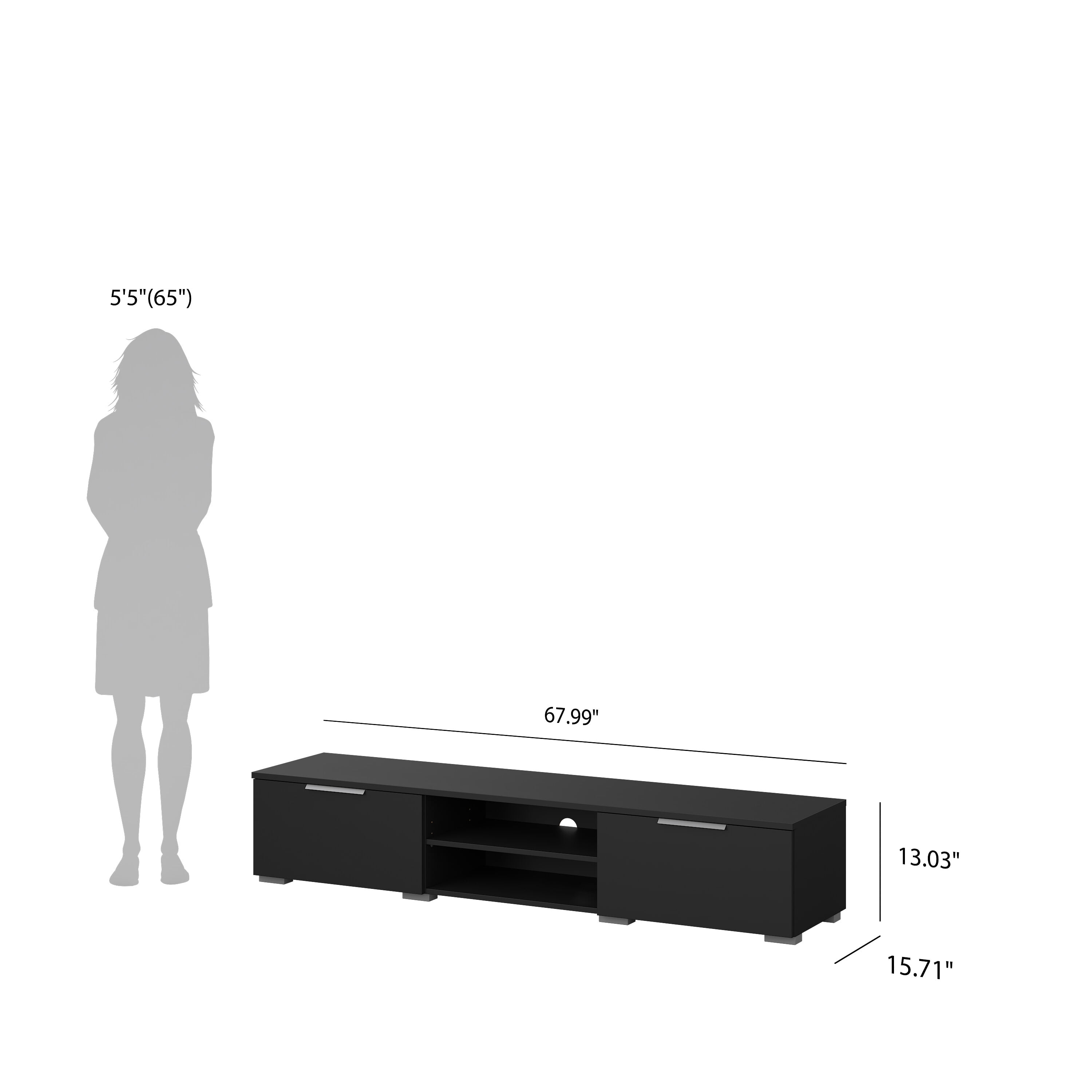 Tvilum Match 2 Drawer 2 Shelf TV Stand in Black Matte - Image 7