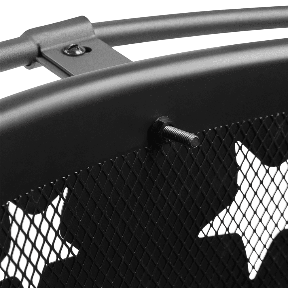 Alden Design Iron Fire Pit with Poker Mesh Cover for BBQ Backyard Patio, Black - Image 4