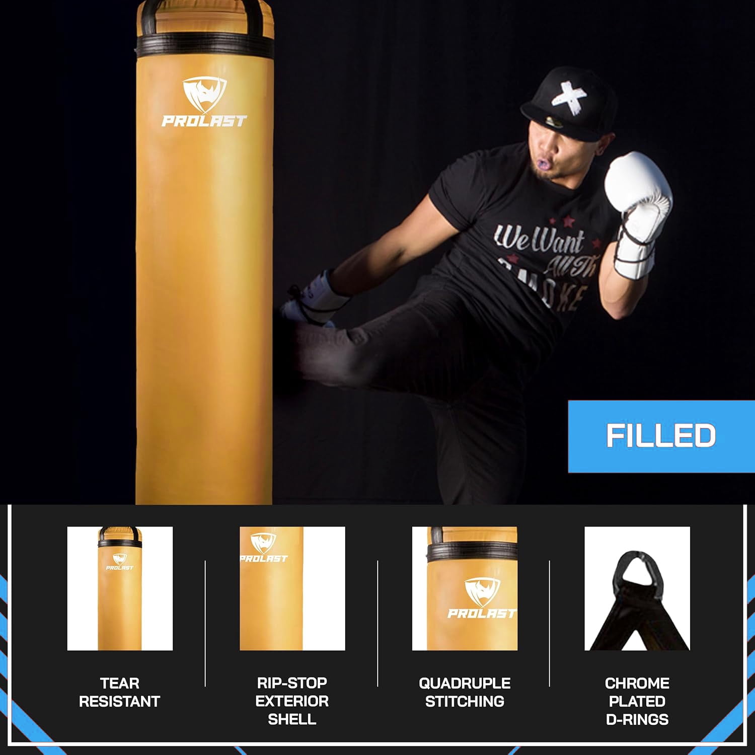 PROLAST Heavy Punching Bag 5 ft UNFILLED -Great for Boxing, MMA, Muay Thai - Unfilled ( Yellow ) - Image 6