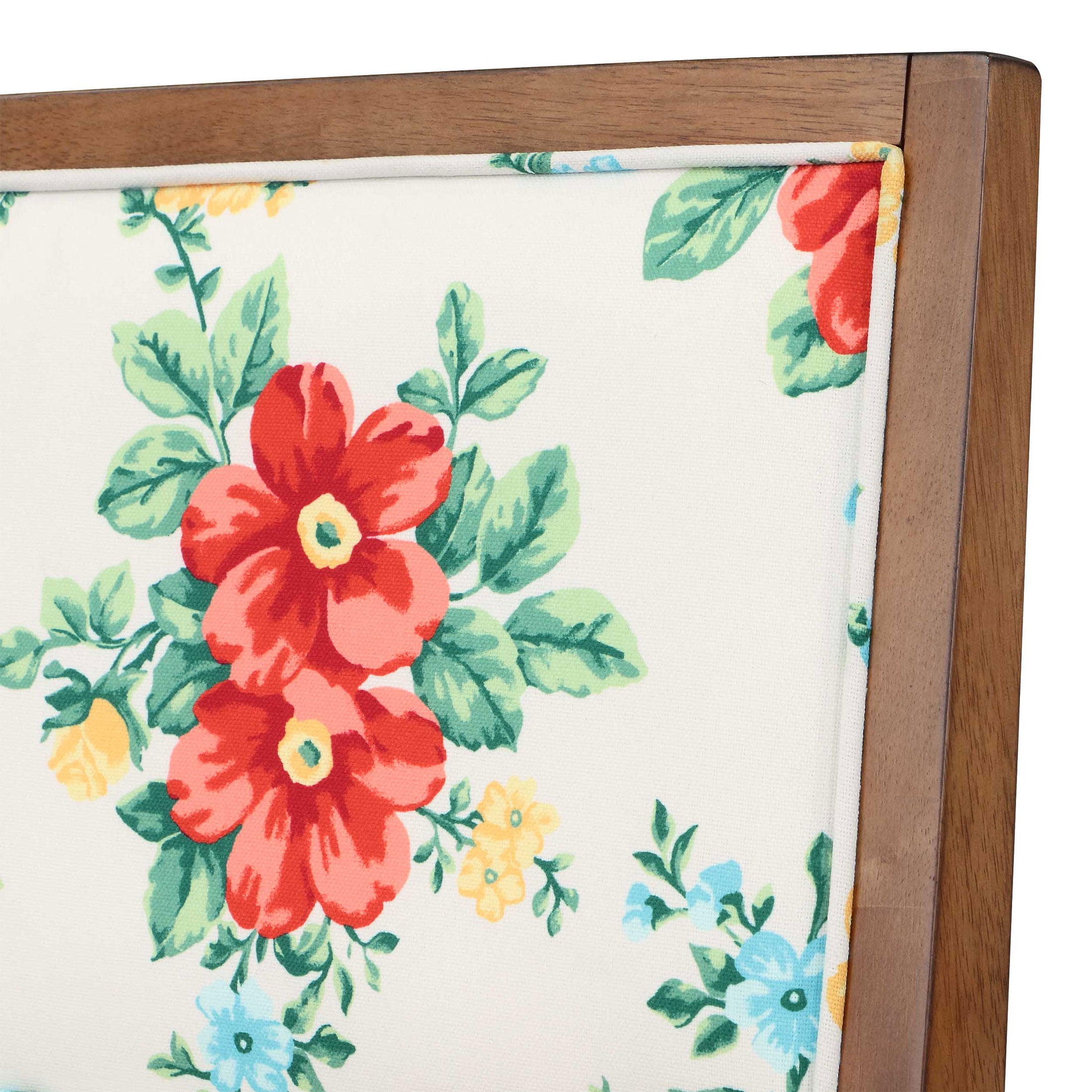 The Pioneer Woman Vintage Floral Bar Stools Made With Solid Wood Frame, Set of 2 - Image 2