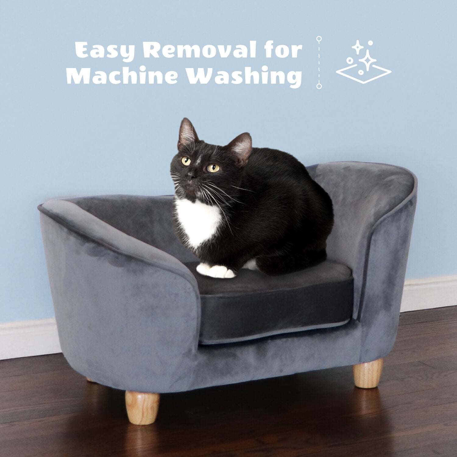 Critter Sitters 28-In. Faux-Velvet Gray Oval Pet Bed for Small-Sized Dogs and Cats - Image 18