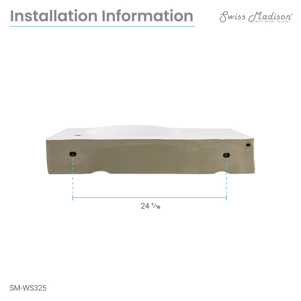 Chateau 30" Right Side Faucet Wall-Mount Bathroom Sink - Image 10