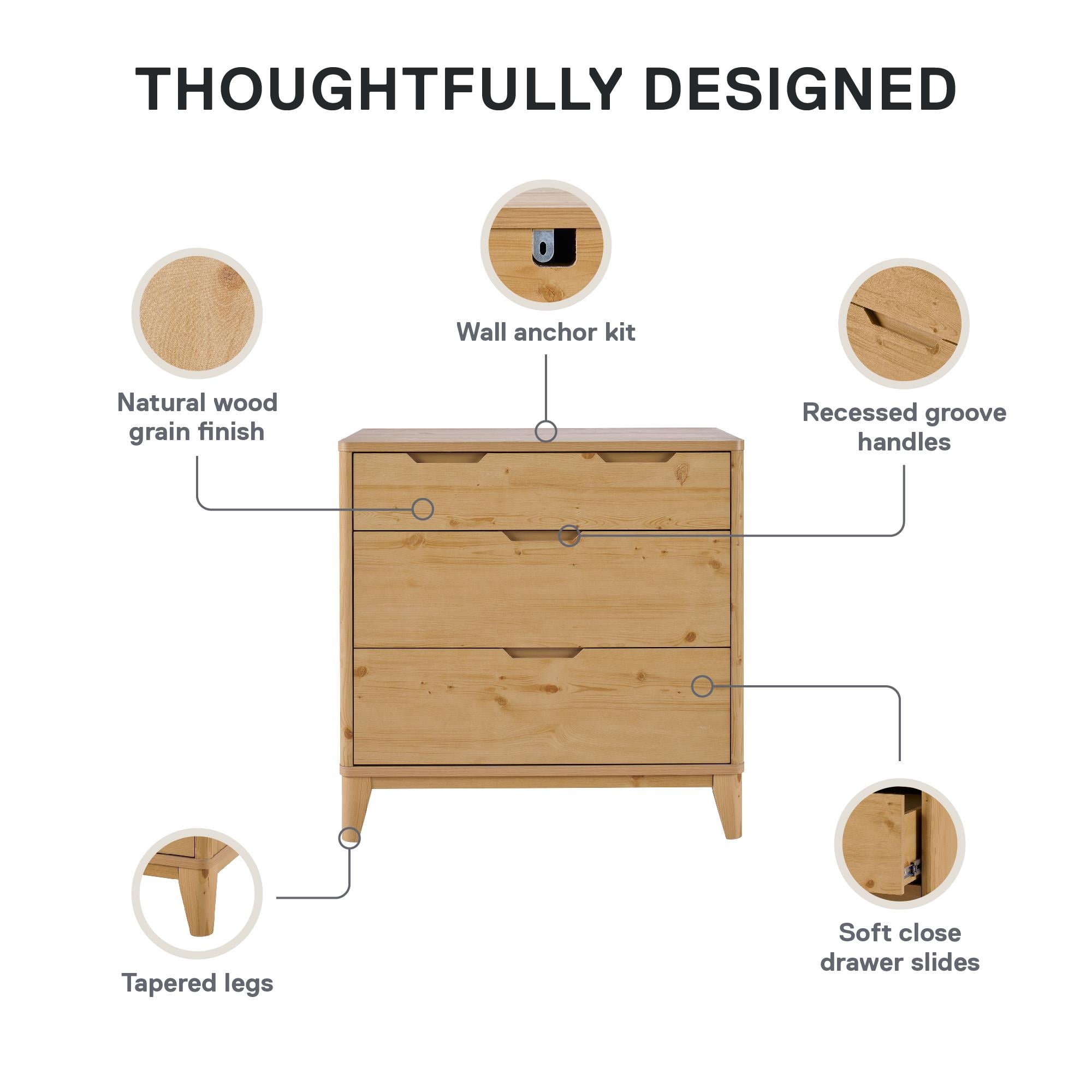 Better Homes & Gardens Leighton 3 Drawer Dresser, Natural - Image 9