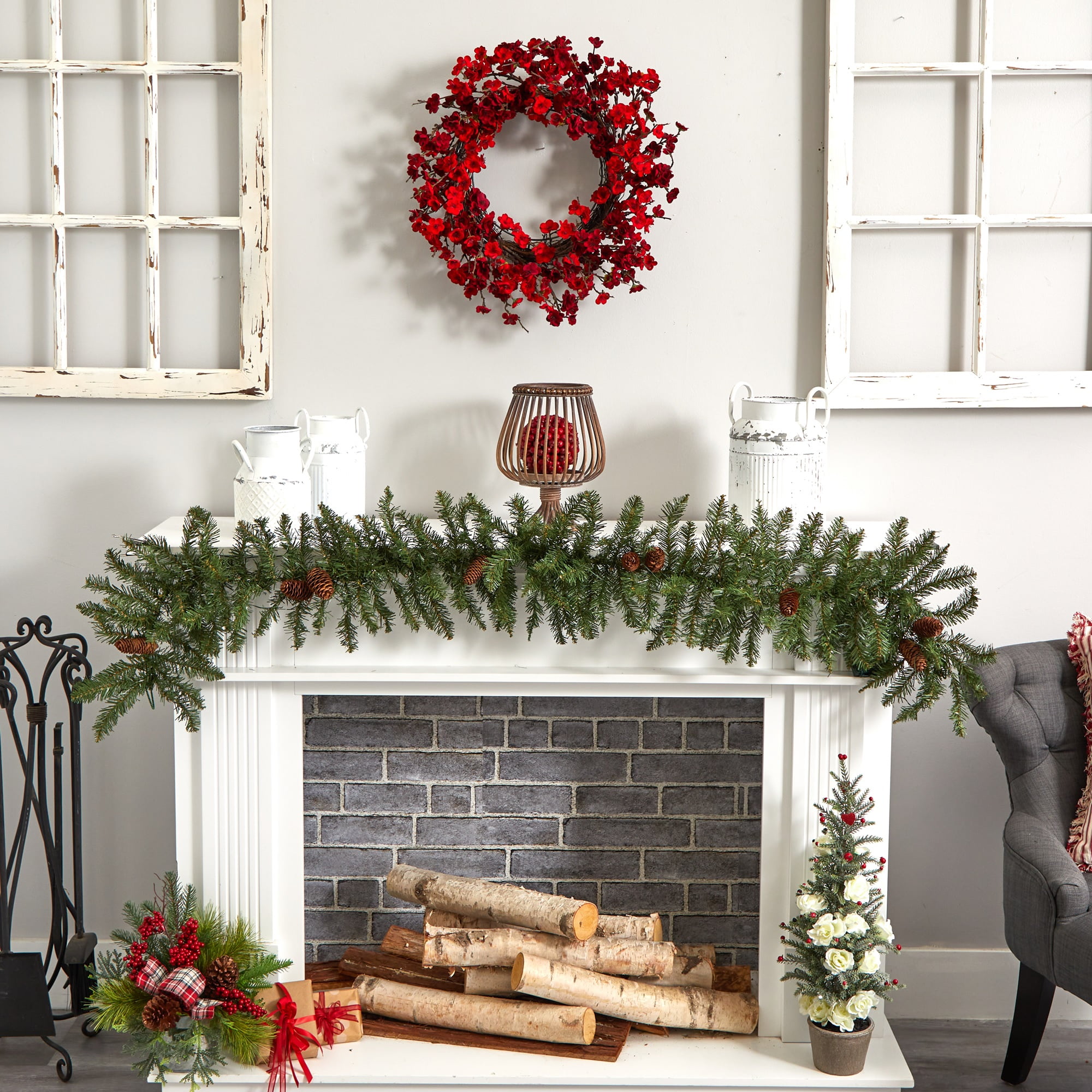 Nearly Natural Polyester Christmas Wreath, 24" (Assorted Colors) - Image 2