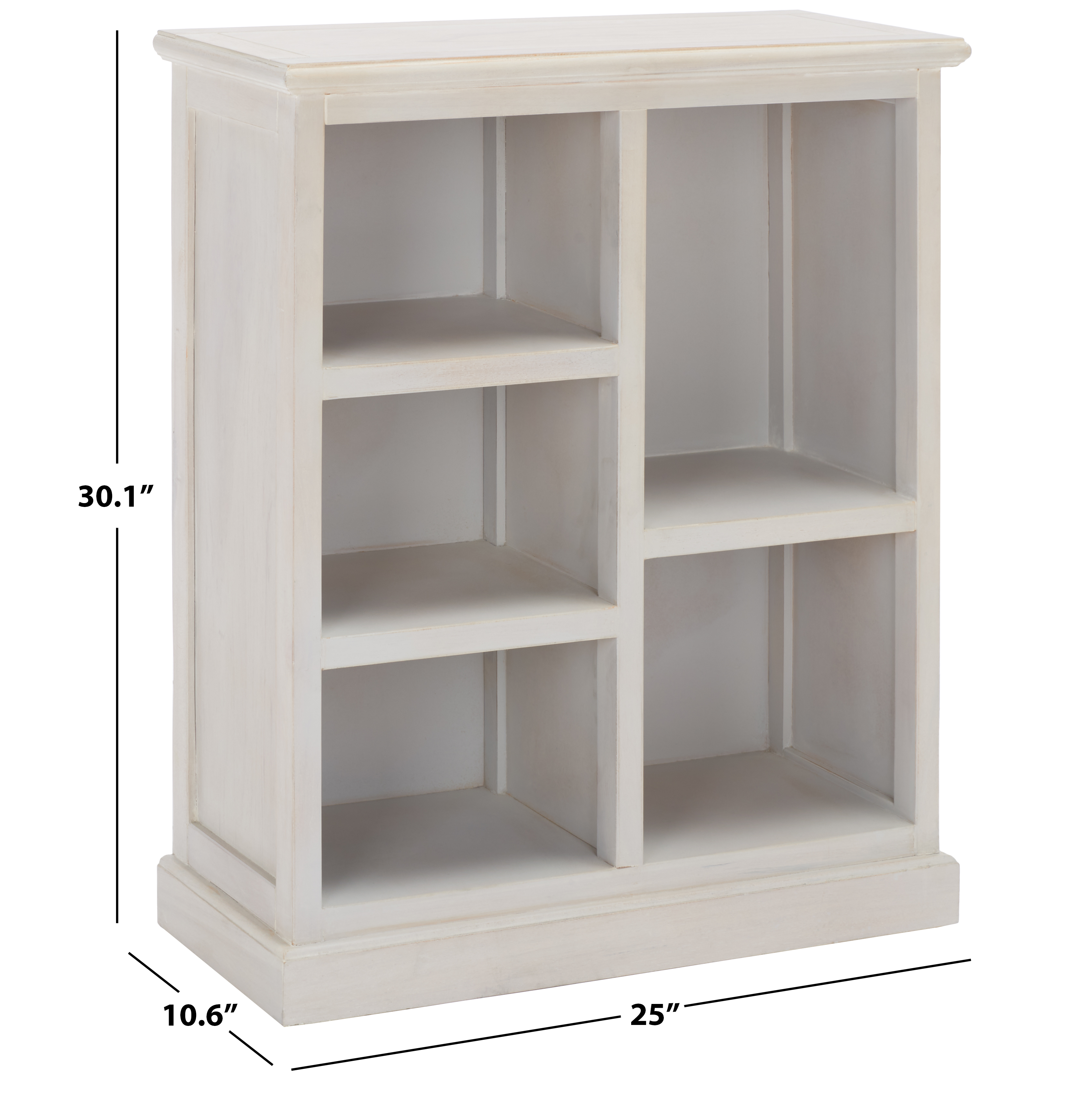 SAFAVIEH Maralah Country Transitional Bookcase with 5 Shelves, White Wash (25 in. W x 10.6 in. D x 30.1 in. H) - Image 2