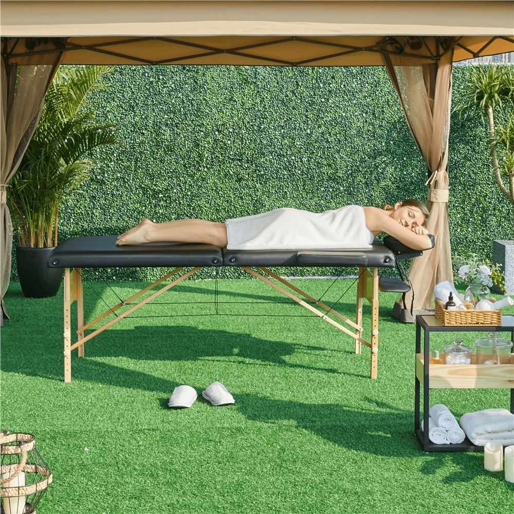 Alden Design 2-Fold Portable Massage Table with Carry Case Bag for Spa Treatments, Black - Image 14