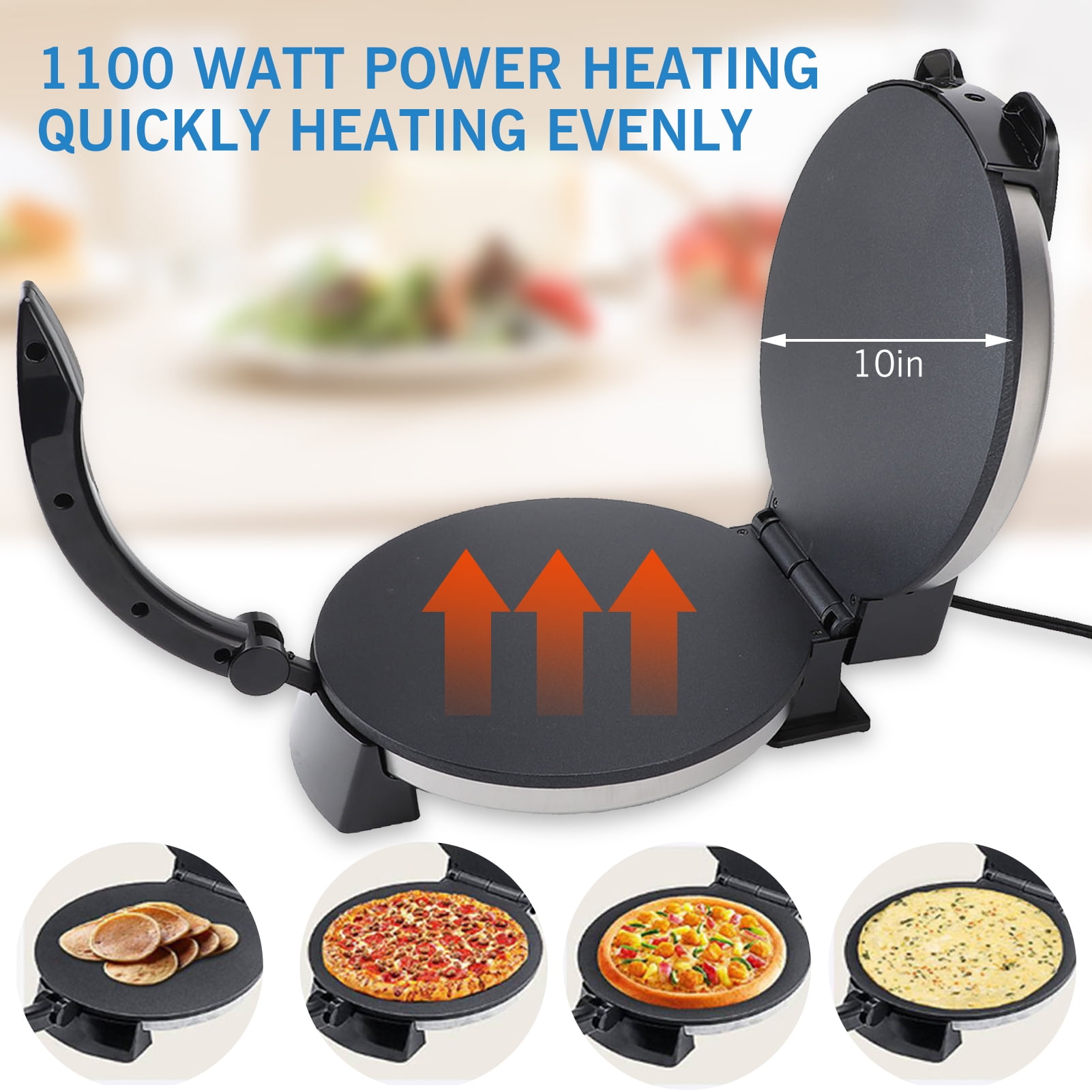 Roti Maker Machine, Stainless Steel Non-Stick Electric Tortilla Maker, 10-inch - Image 9