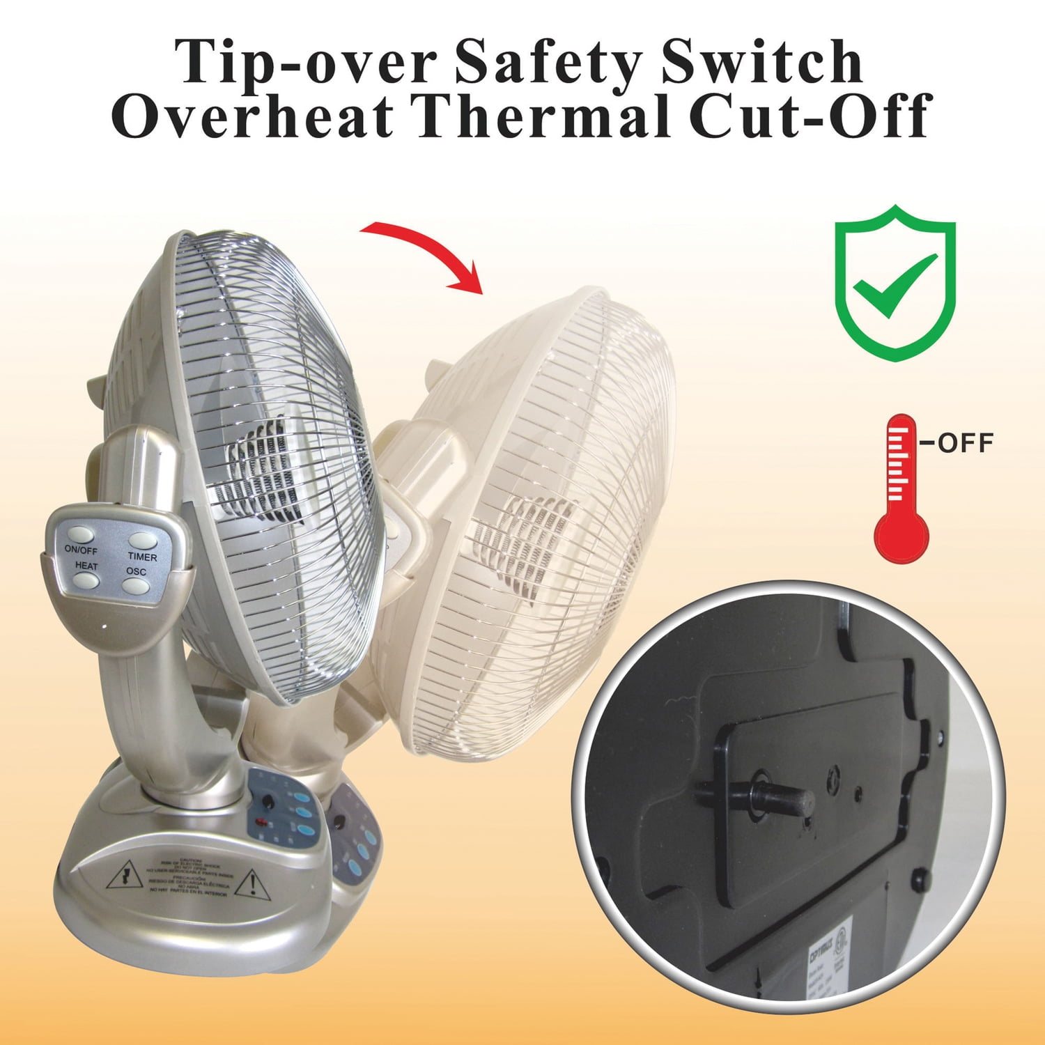 Optimus 14" Oscil Dish Heater with Remote Control - OPEN BOX - Image 3