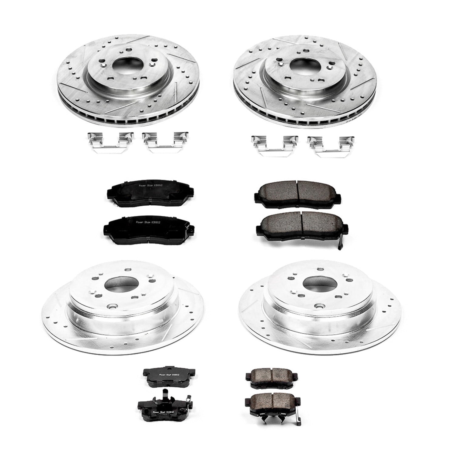 PowerStop Front and Rear Z23 Evolution Sport Carbon-Fiber Ceramic Brake Pad and Drilled & Slotted Rotor Kit Fits: ACURA HONDA Select Models K229 - Image 4