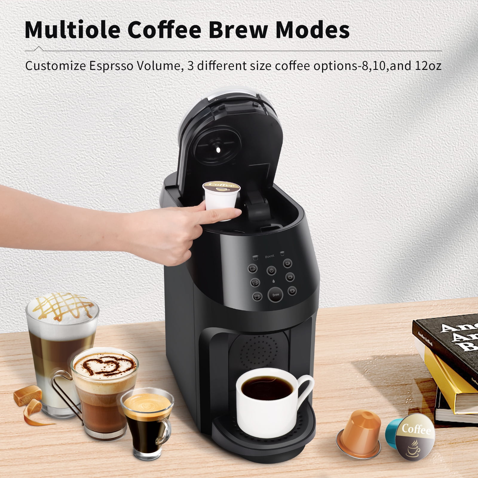 3-in-1 Coffee Maker, Coffee and Espresso Machine Combo for Nespresso, K-Cup Pod and Ground Coffee, Coffee Machine Compatible with Nespresso Capsules OriginalLine, 19 Bar Pressure Pump, 6 Brew Sizes - Image 7