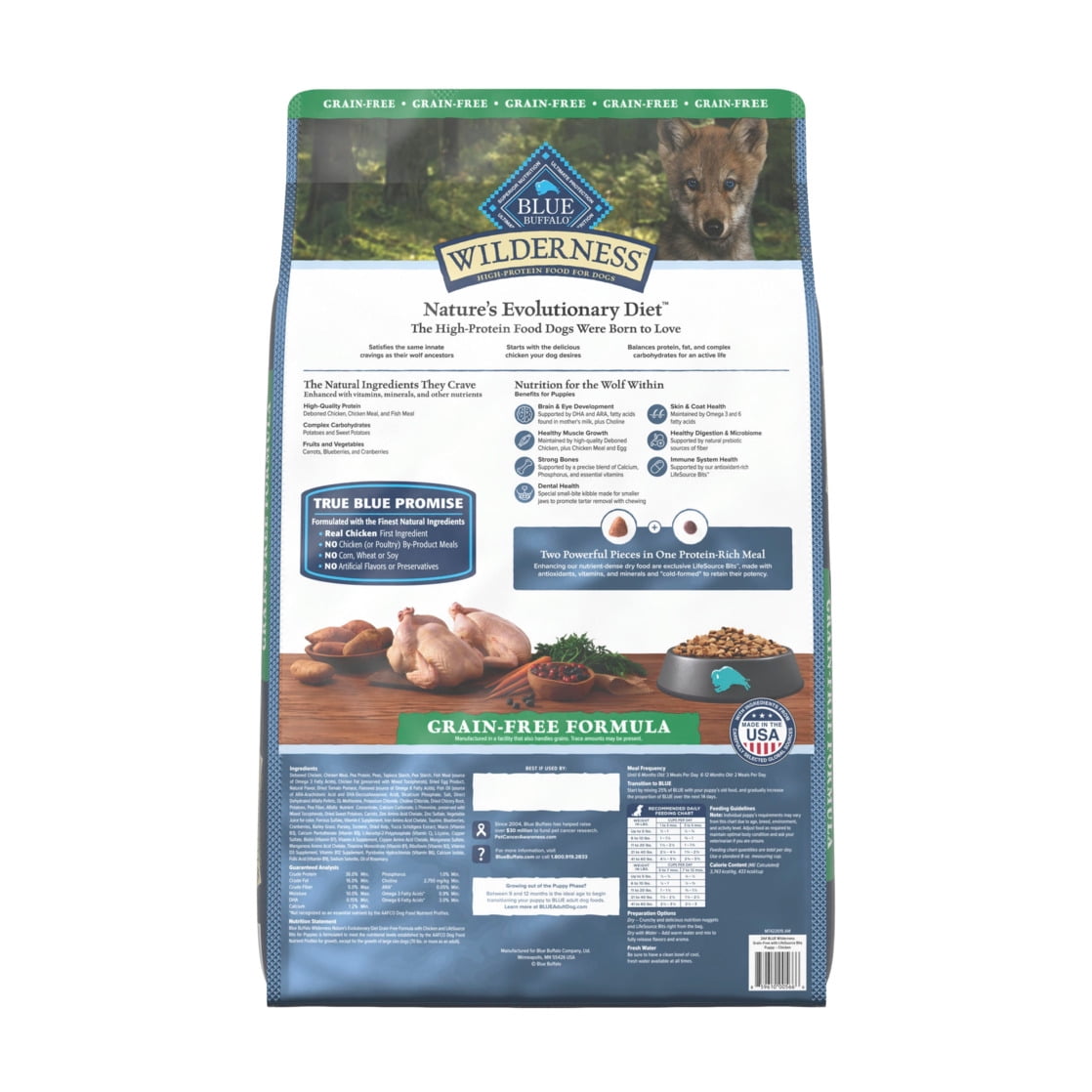 Blue Buffalo Wilderness High-Protein Grain-Free, Puppy Dry Dog Food, Chicken, 24-lb Bag - Image 2