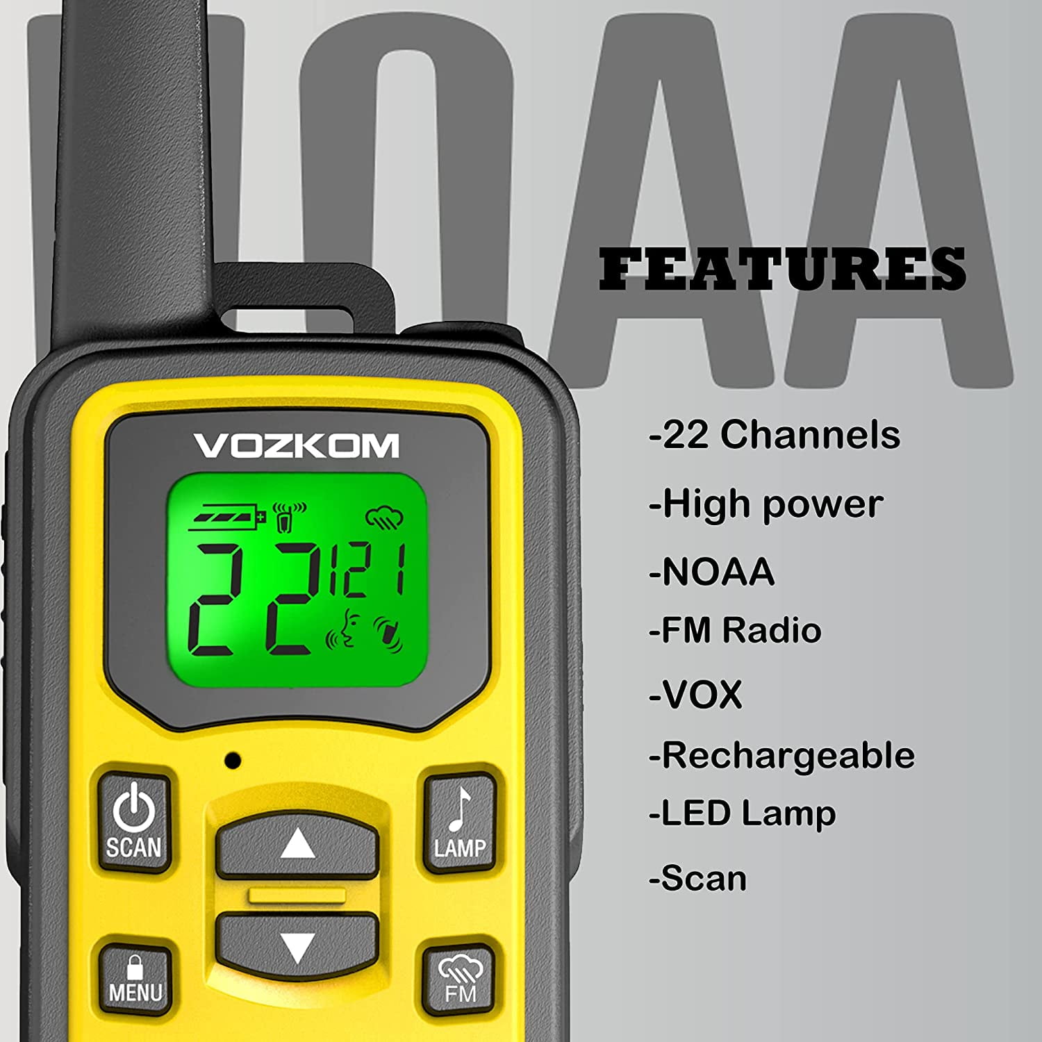 VOZKOM Walkie Talkies for Adults, Professional Two Way Radio Walkie Talkie Long Range, NOAA Emergency Radios, Camping Accessories - Image 4