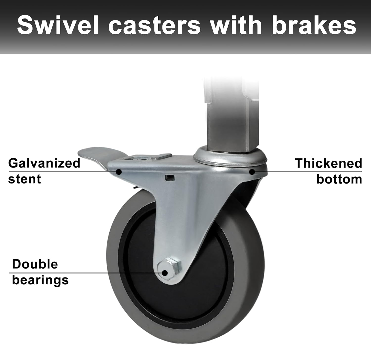 Petoto 37x20x37 inch 3-Tier Stainless Steel Utility Cart - Commercial Food Cart - Kitchen Serving Carts with Locking Wheels - Image 9