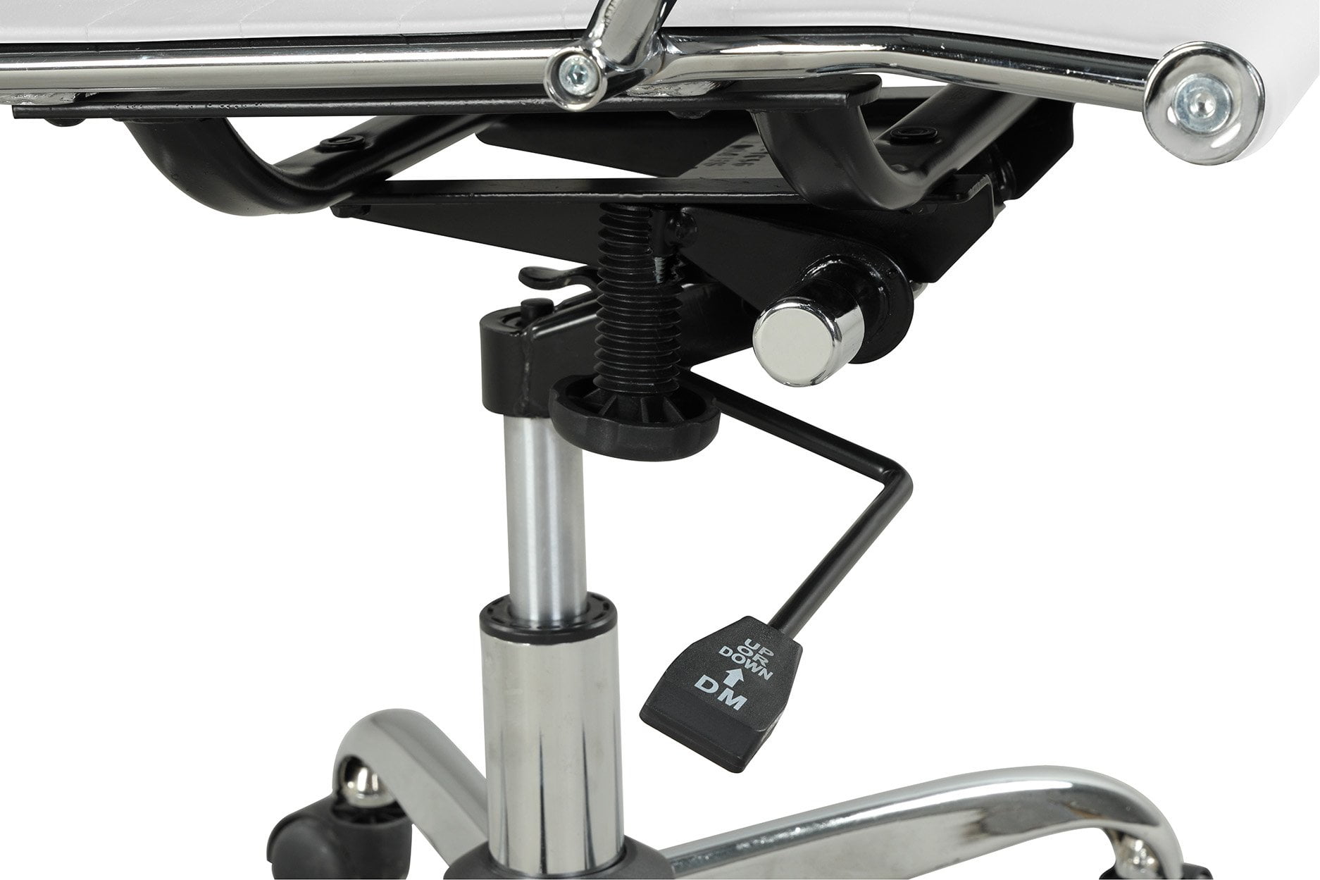 Mainstays Ribbed Back PU Leather Office Chair, Adjustable Height, White, for Teens and Adults - Image 5