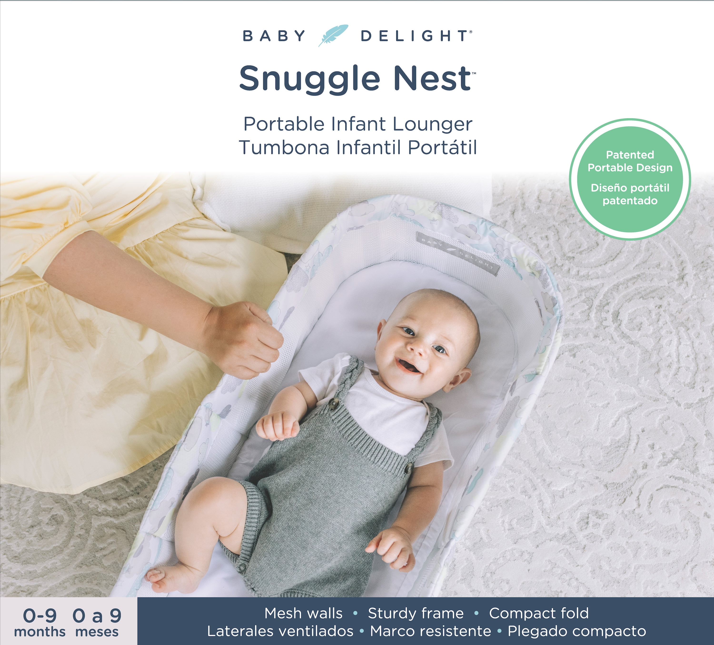 Baby Delight Snuggle Nest Infant Portable Lounger Bassinet, Skies - Image 2