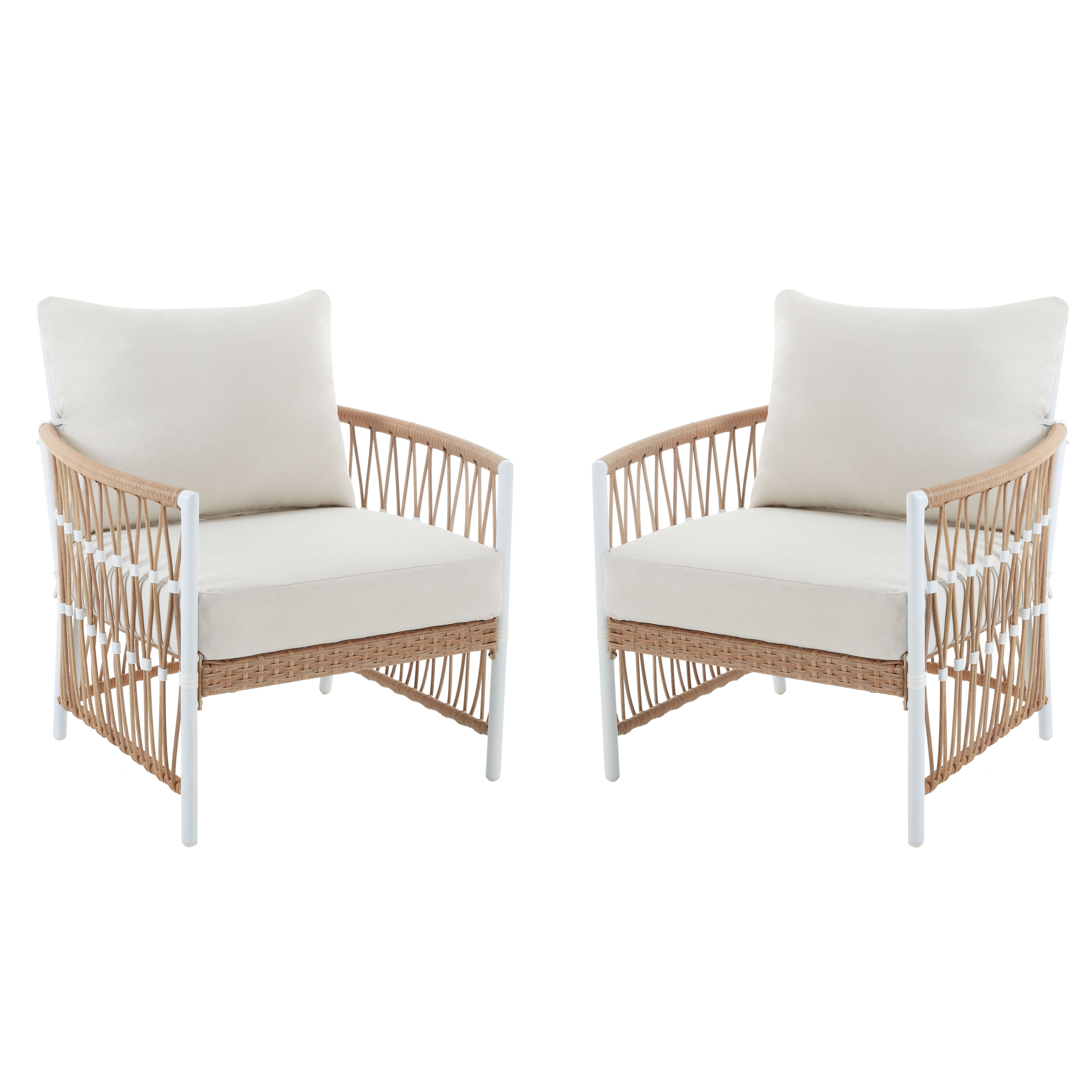 Better Homes & Gardens Lilah 2-Pack Outdoor Wicker Lounge Chair, White - Image 10