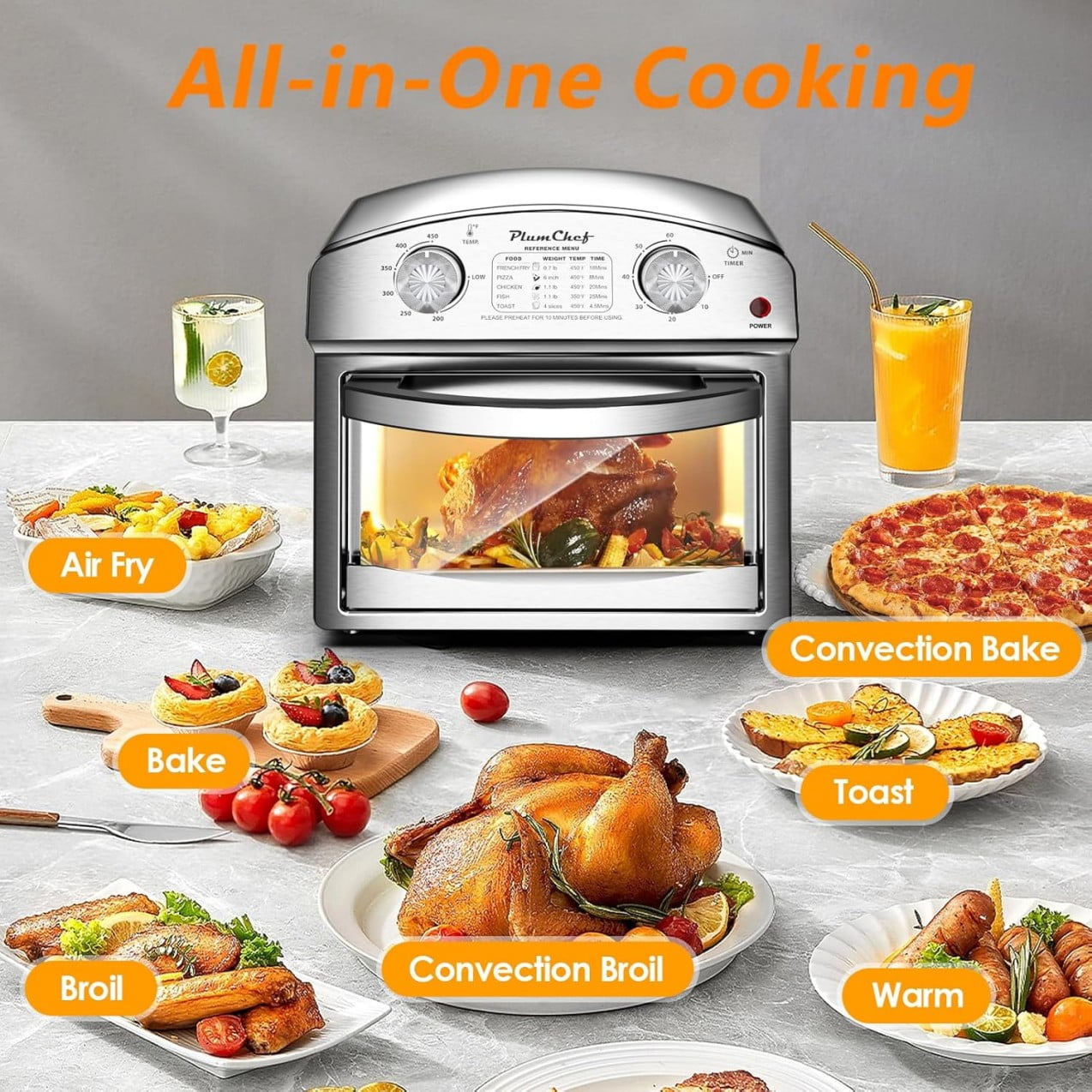 12.5 Quart 7-in-1 Air Fryer Toaster Oven with Time & Temp Control, 5 Preset Modes - Image 5