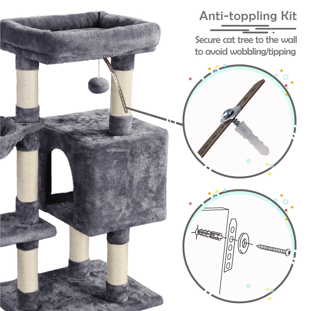 Alden Design 4-Level Cat Tree Condo with Plush Perch, Dark Gray - Image 6