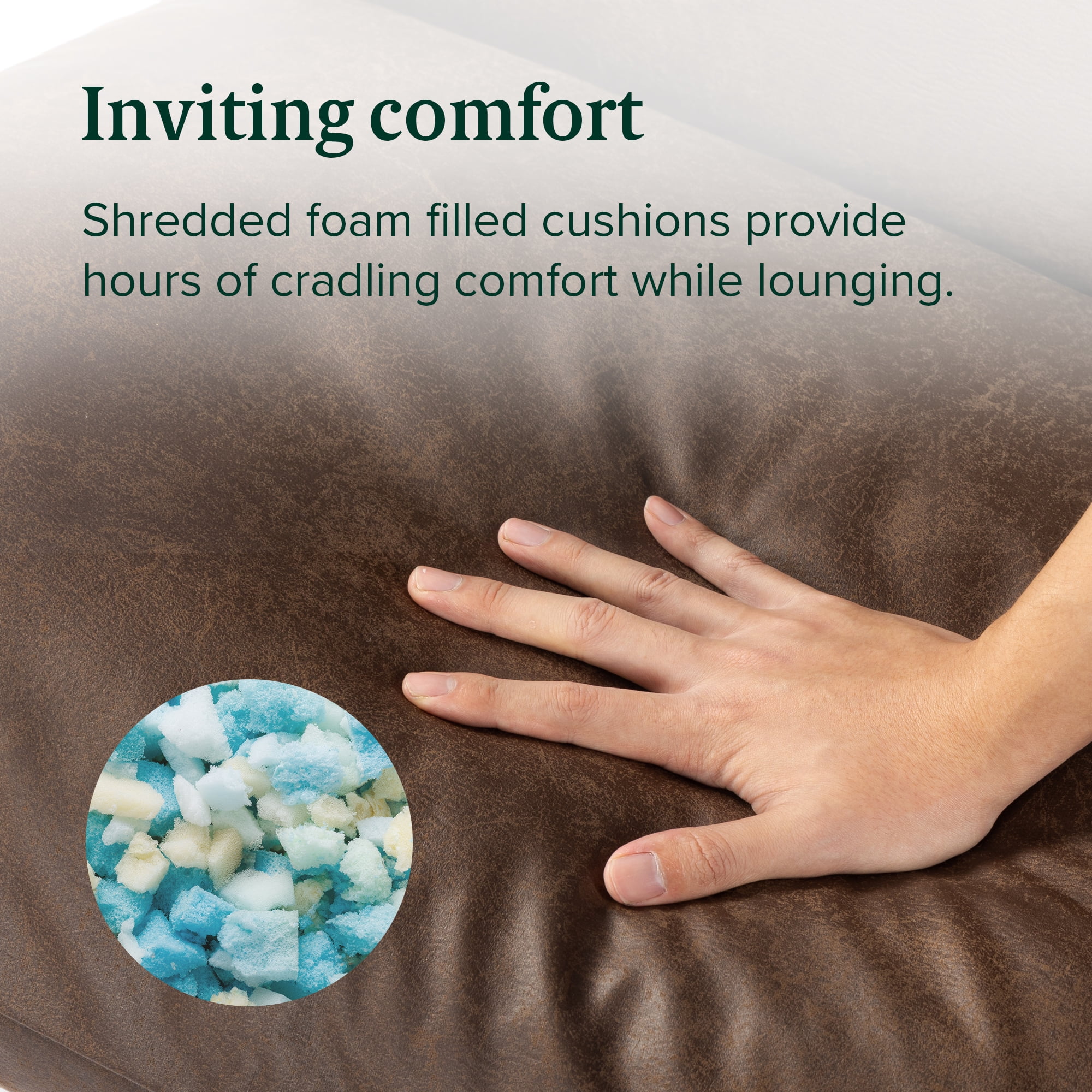 Zinus Aidan Faux Leather Sling Indoor Accent Chair, Cocoa Brown - Image 5