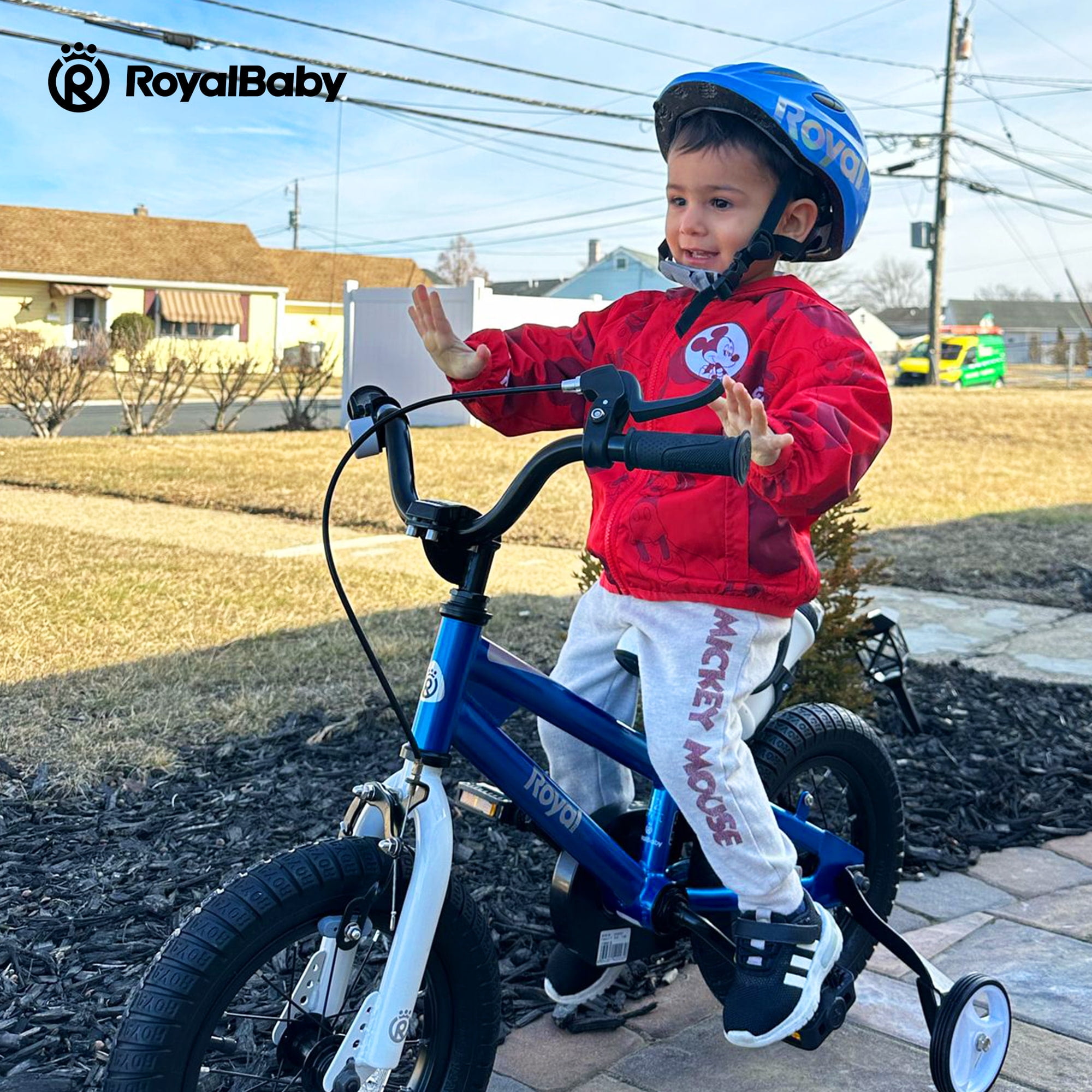 Royalbaby Boys Girls Kids Bike 14 In BMX Freestyle White 2 Hand Brakes Bicycles with Training Wheels Child Bicycle - Image 10