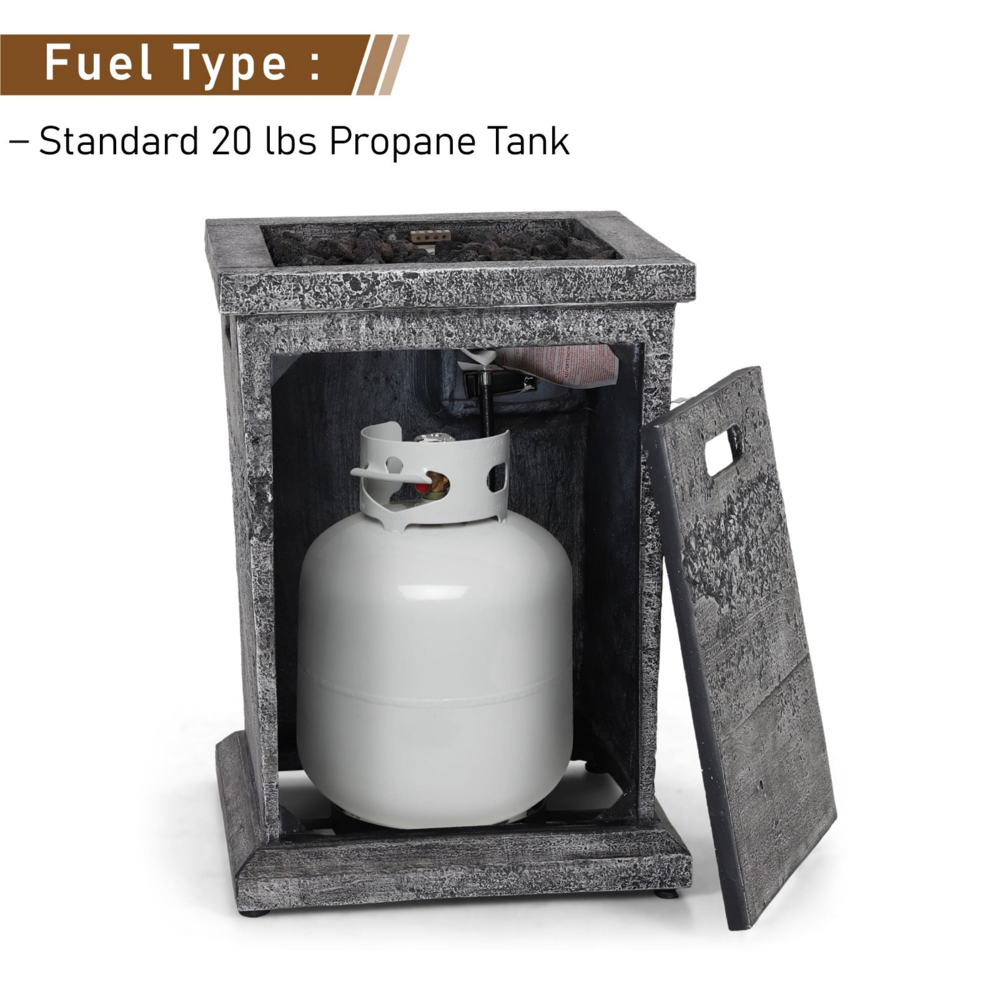 MF Studio 18" Outdoor Patio Propane Gas Fire Pit Column with Waterproof Cover & CSA Certificate, 30,000 BTU - Image 5