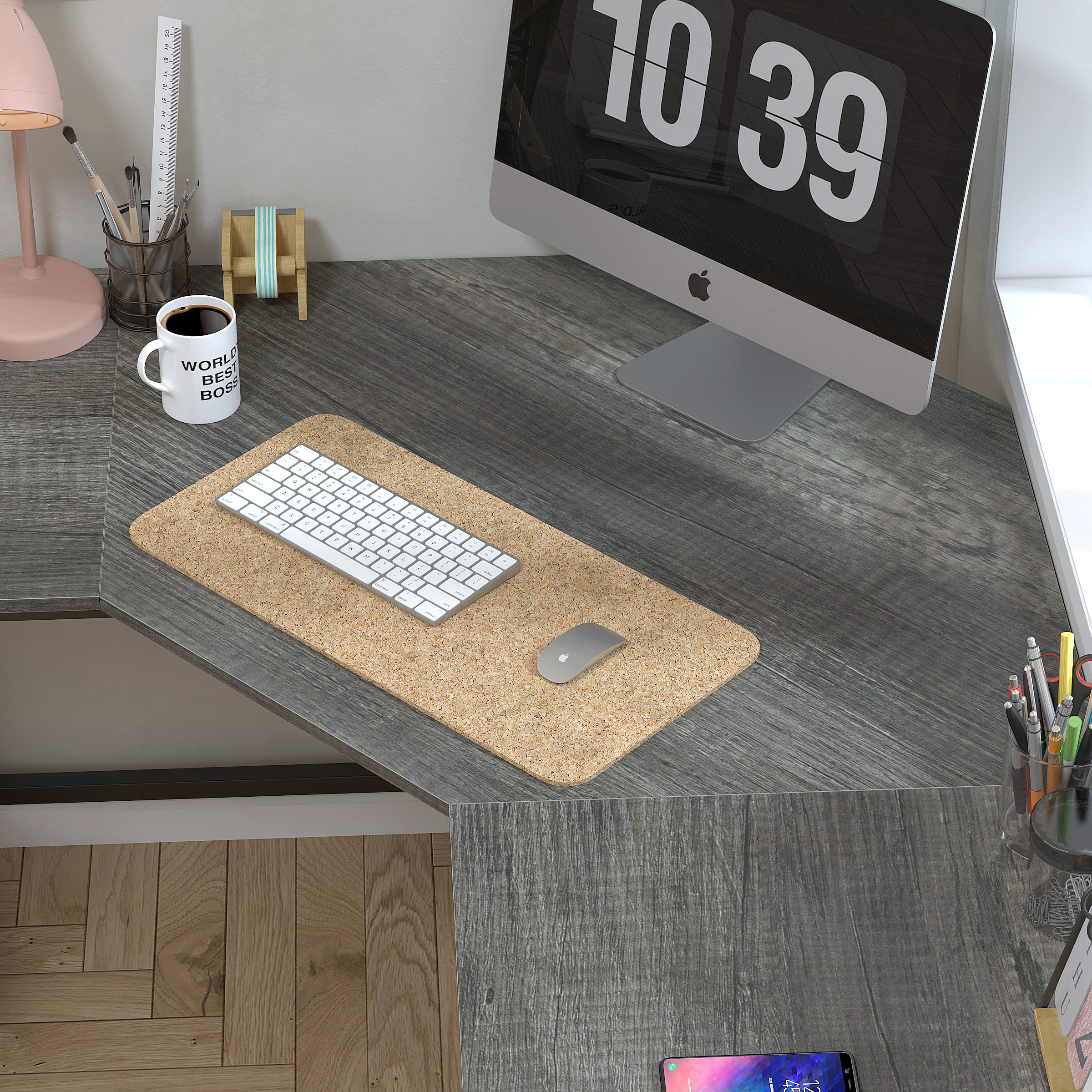 Yoneston L-Shaped Desk with Double Shelves, Large Computer Corner Desk Home Office Workstation PC Laptop Table with Storage - Boak - Image 8