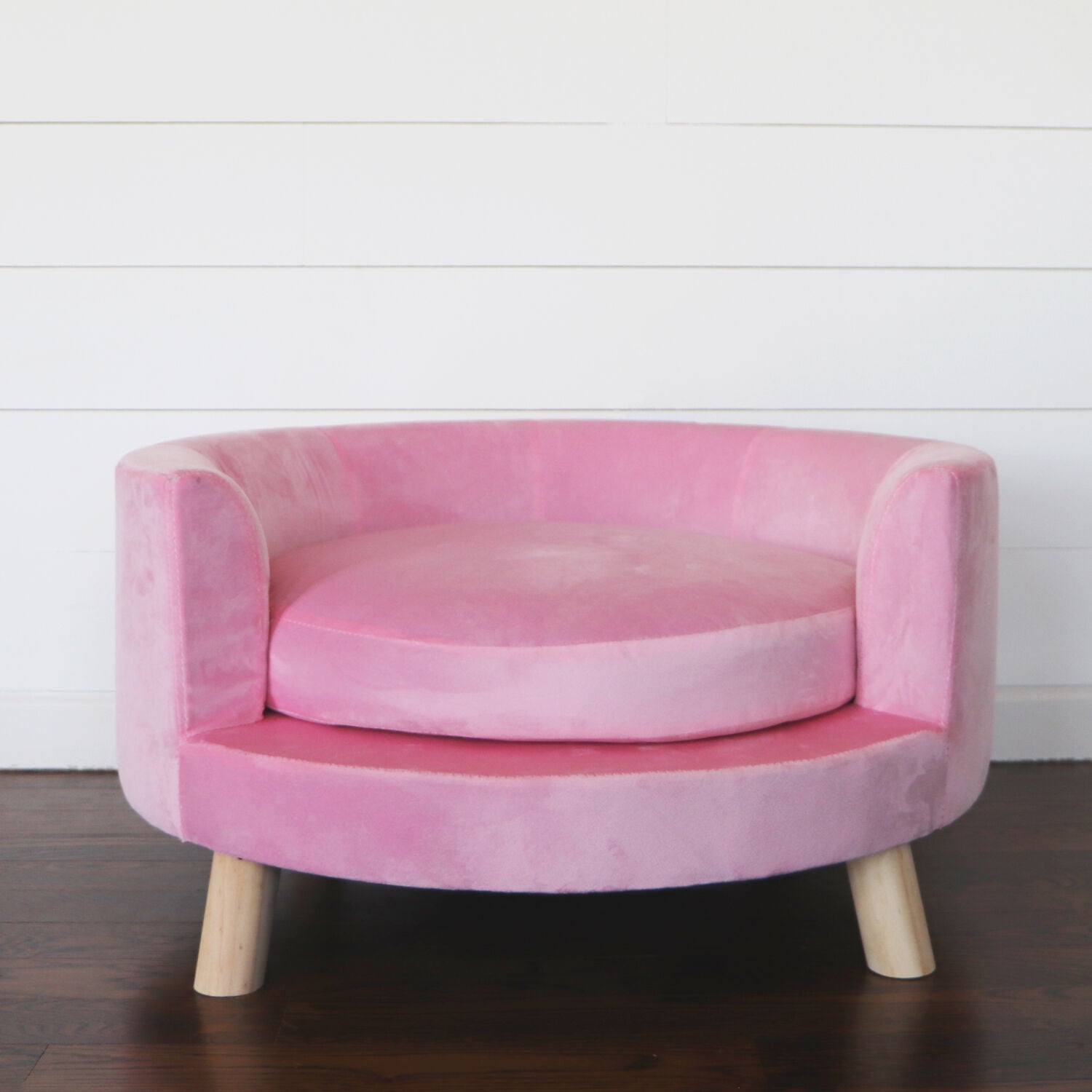 Critter Sitters 28-In. Elegant Pink Faux-Velvet Circular Pet Bed for Small to Medium-Sized Dogs and Cats - Image 8