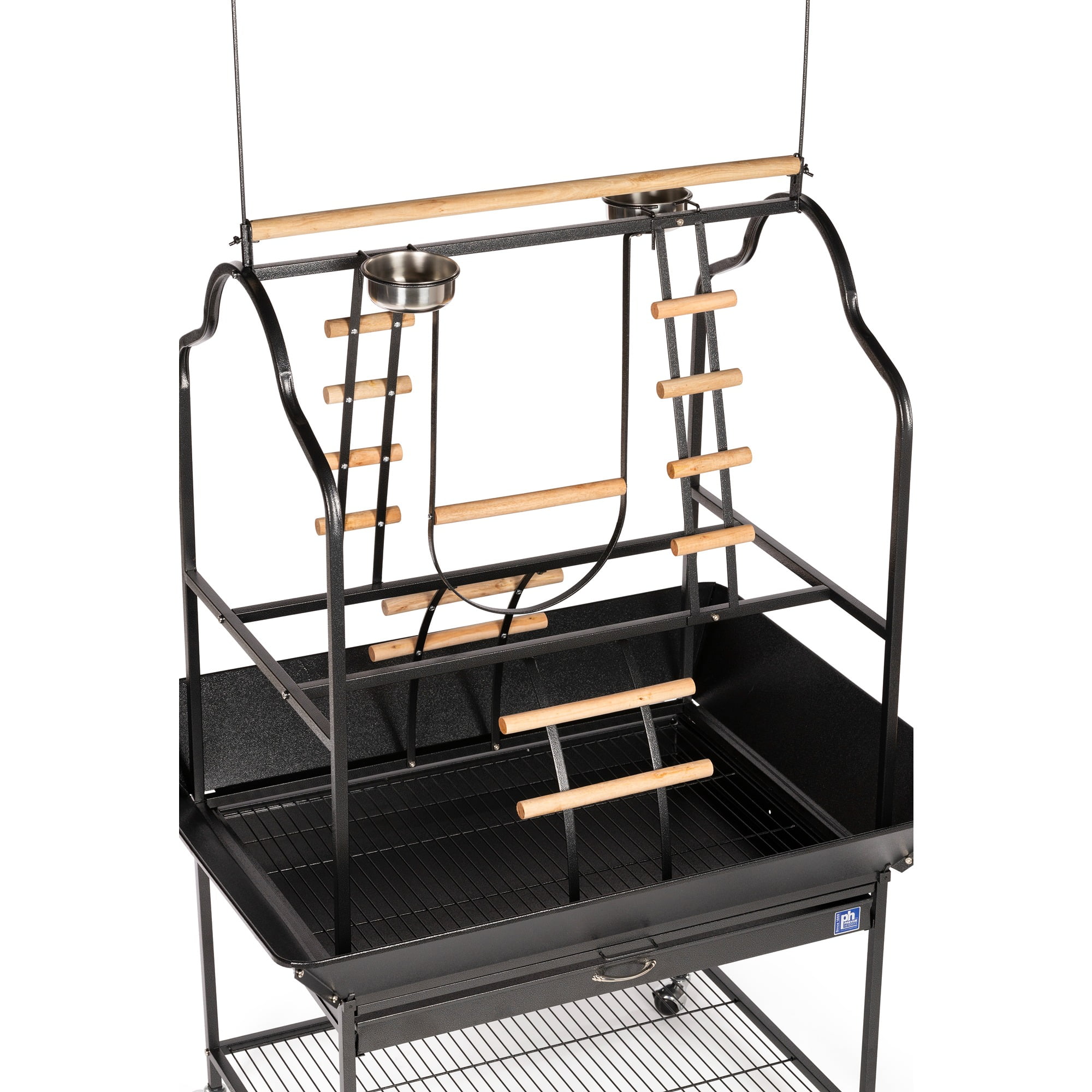 Prevue Pet Products 3180BLK Black Hammertone Metal Parrot Playstand, Large, 30 Inch Length x 22 Inch Width x 73-1/2 Inch Height - Image 9