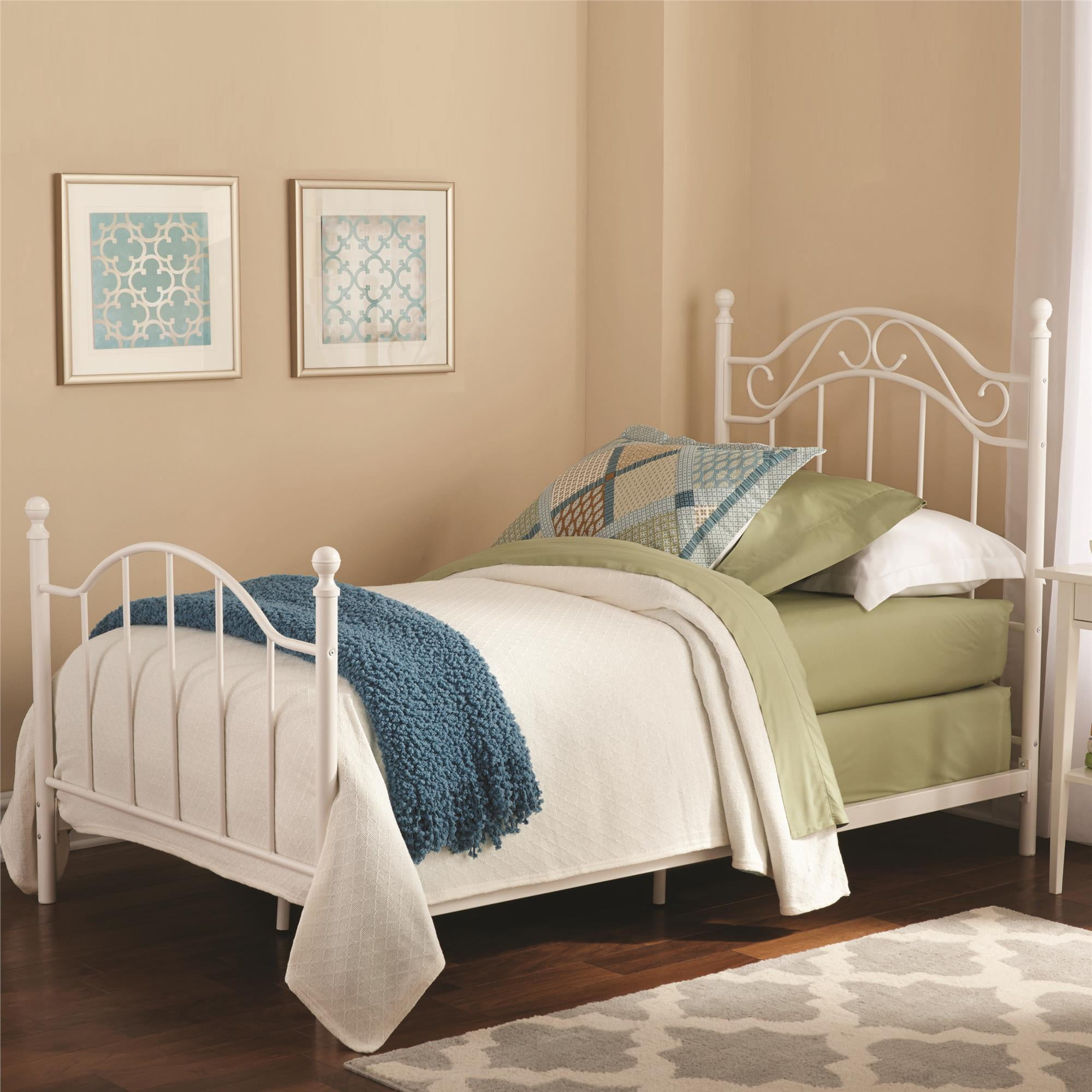 DHP Traditional Metal Bed Frame with Headboard and Footboard, Twin, White - Image 8