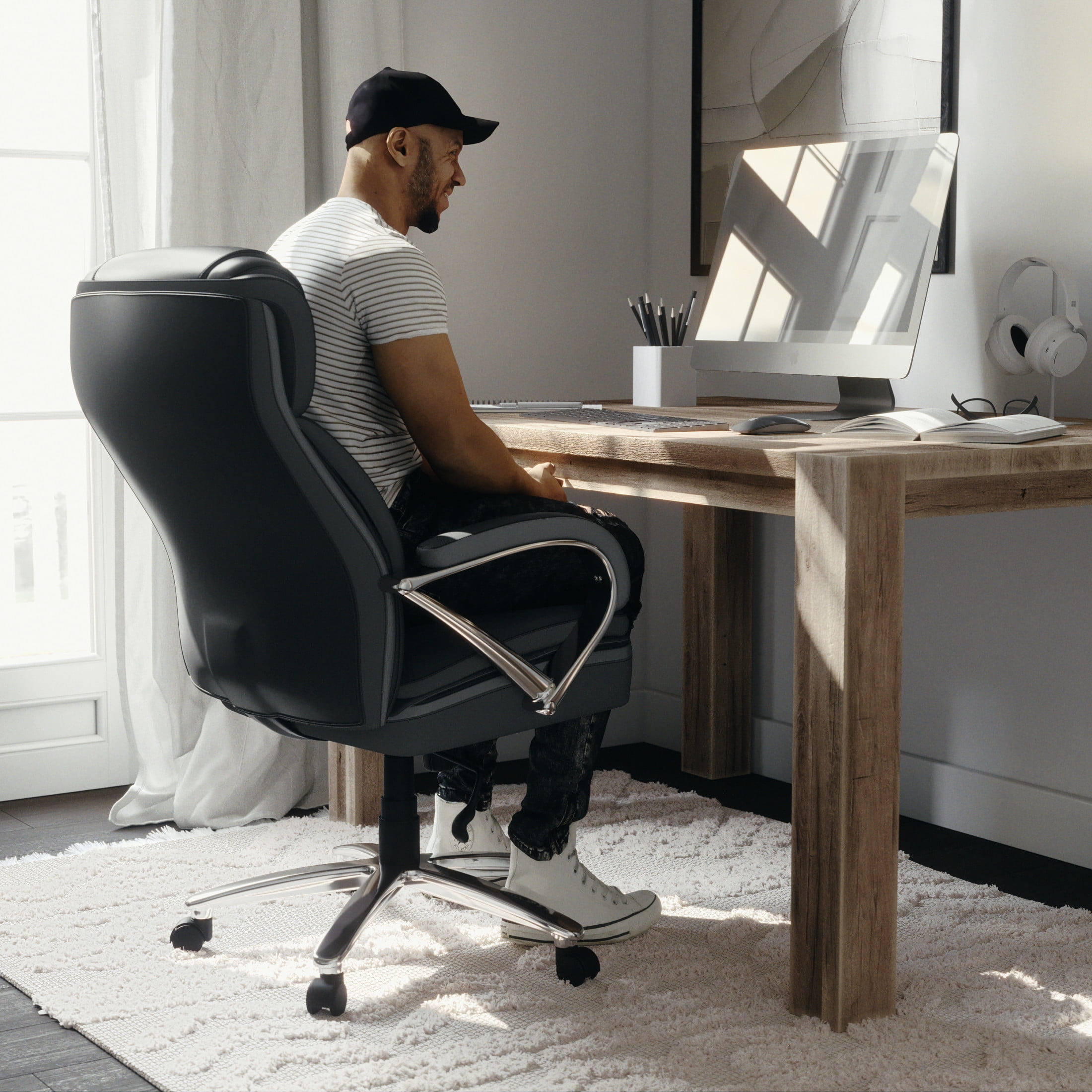 Flash Furniture Hercules Series Big & Tall Ergonomic LeatherSoft Office Chair, Black - Image 4