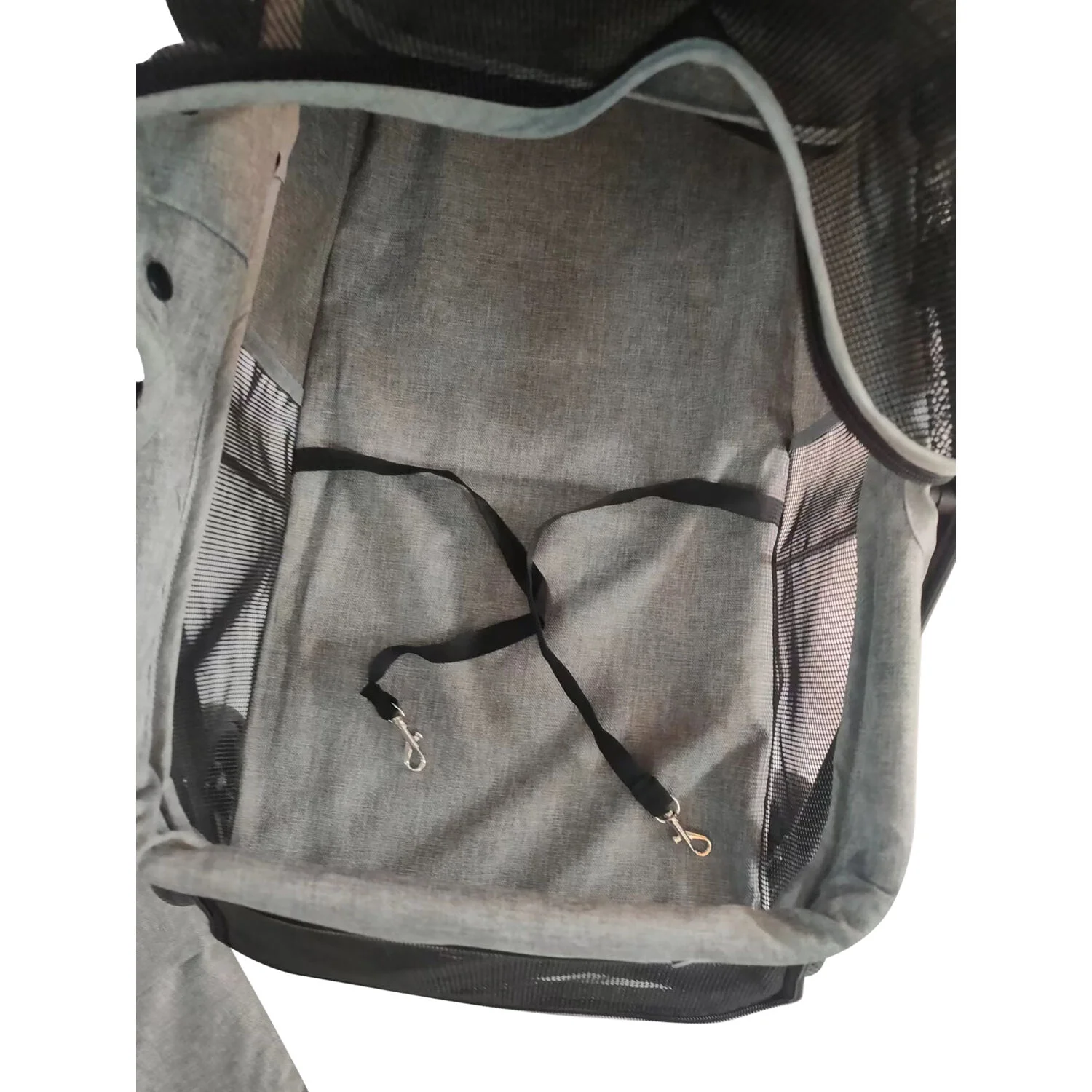 Critter Sitters Grey Foldable Pet Stroller for Small Dogs/Cats with Breathable Scratch Resistant Mesh Window - Image 8