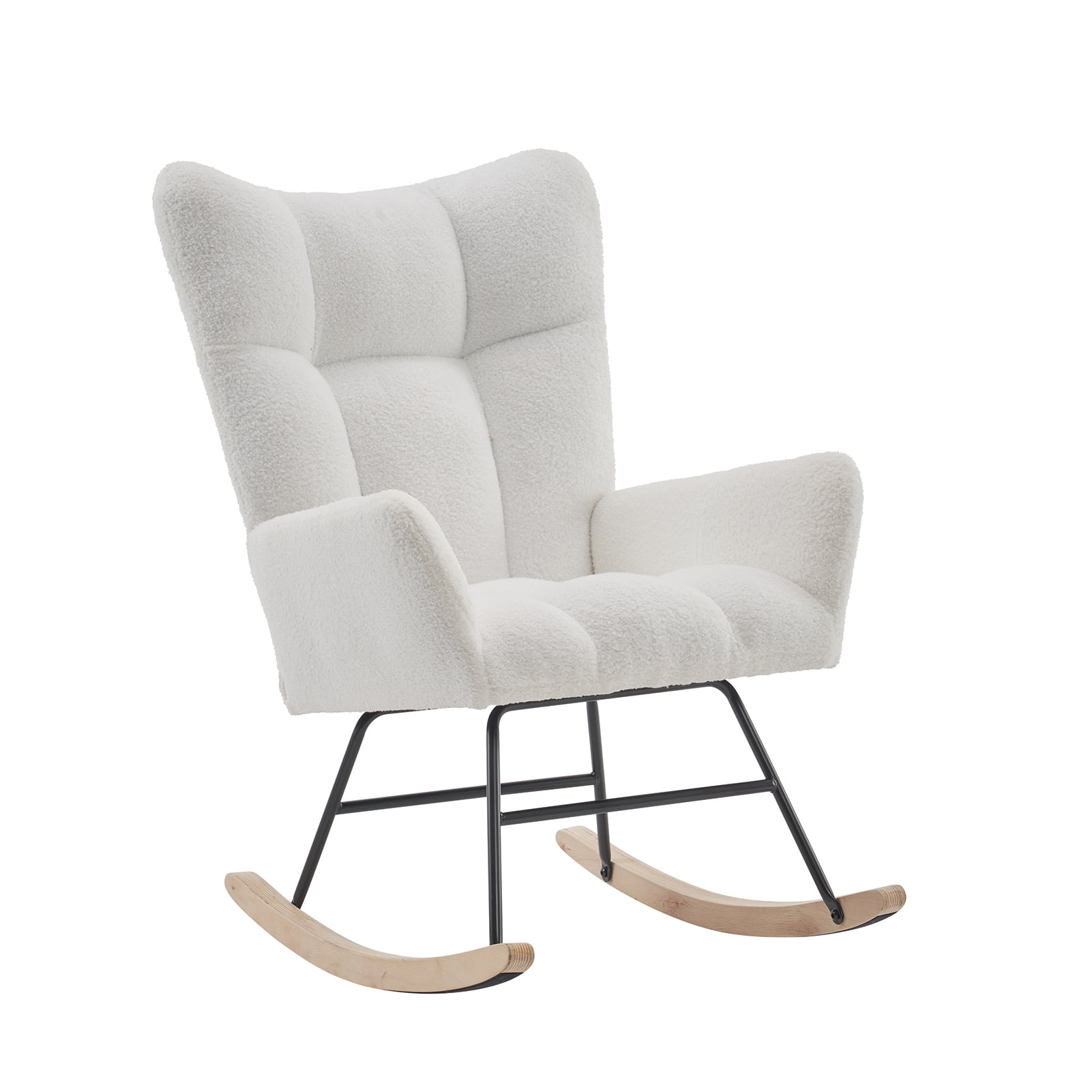 Ouyessir Nursery Rocking Chair Teddy Glider Rocker Accent Chair for Living Room Office(Ivory White) - Image 7
