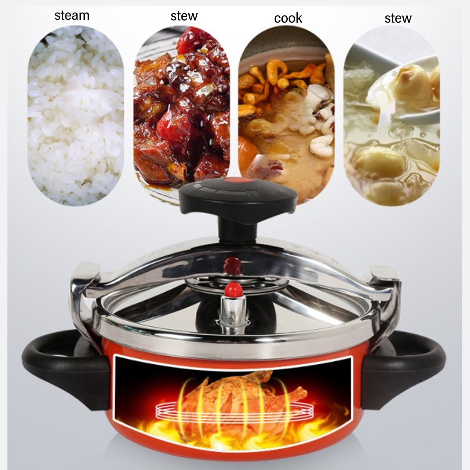 Mini Pressure Cooker, Fast Cooking 2L Stainless Steel Pressure Cooker Explosion for Gas Stoves - Image 7