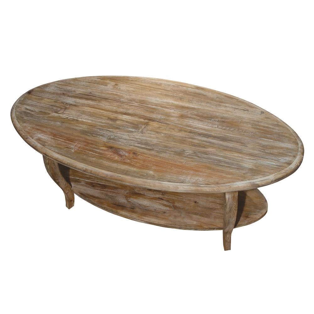 Alaterre Furniture Rustic Oval Coffee Table, Unique Handcrafted Accent Furniture, Curved Legs with Scalloped Edges, Textured Antiquing, Driftwood - Image 5