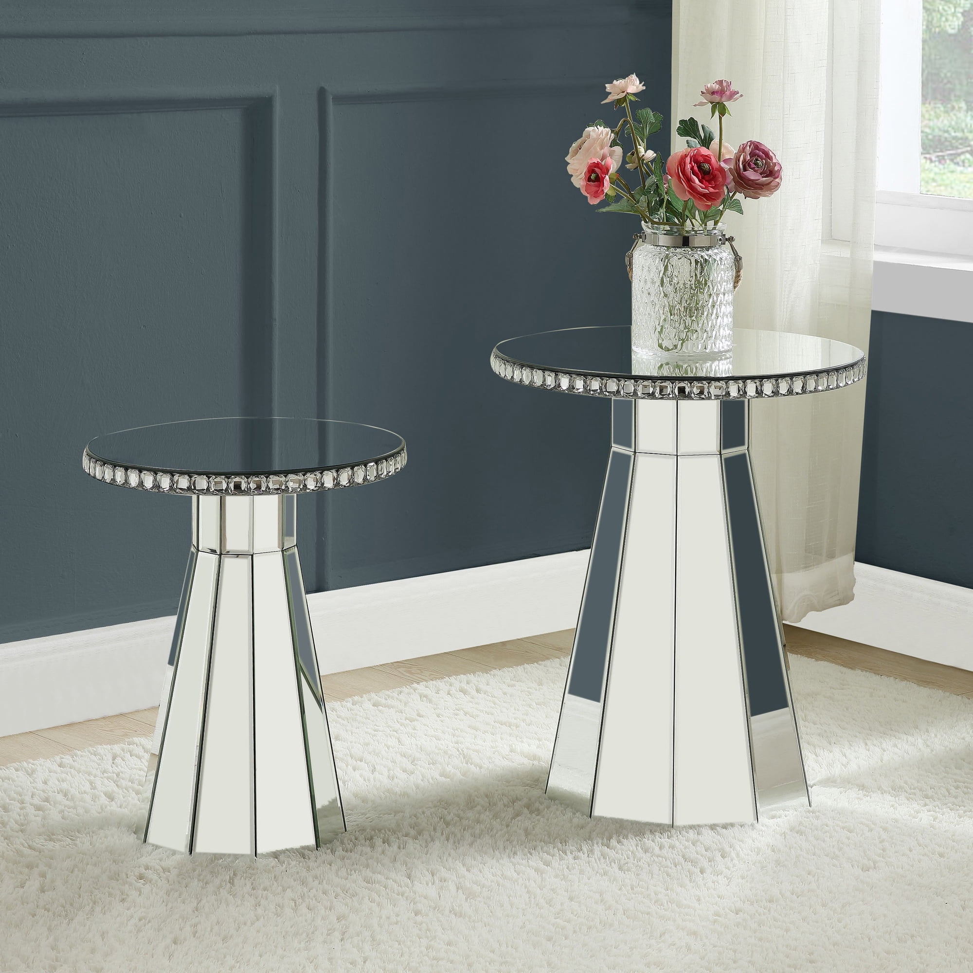 ACME Lotus Round Accent Table in Mirrored - Image 4