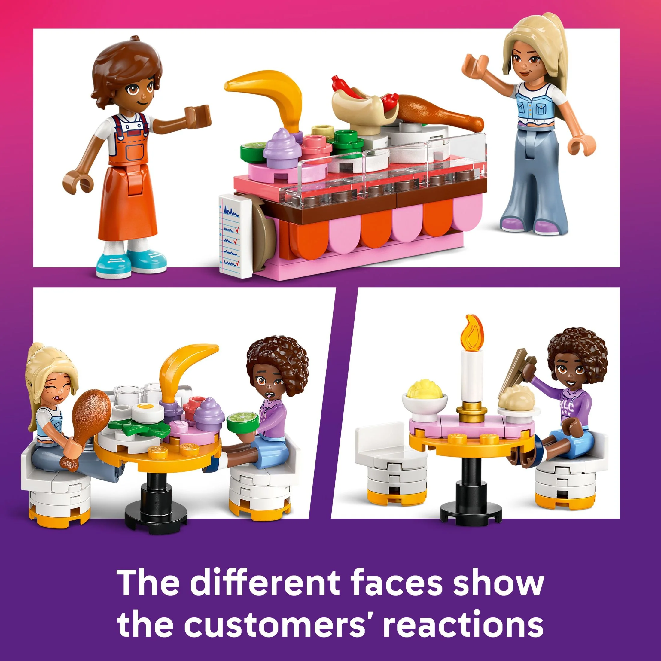 LEGO Friends Restaurant and Cooking School Toy Building Set - Restaurant Pretend Play Set for Kids, Girls and Boys, Ages 8+ - with 4 Minidolls, Cat Figure, and Scooter - Birthday Gift Idea - 42655 - Image 7
