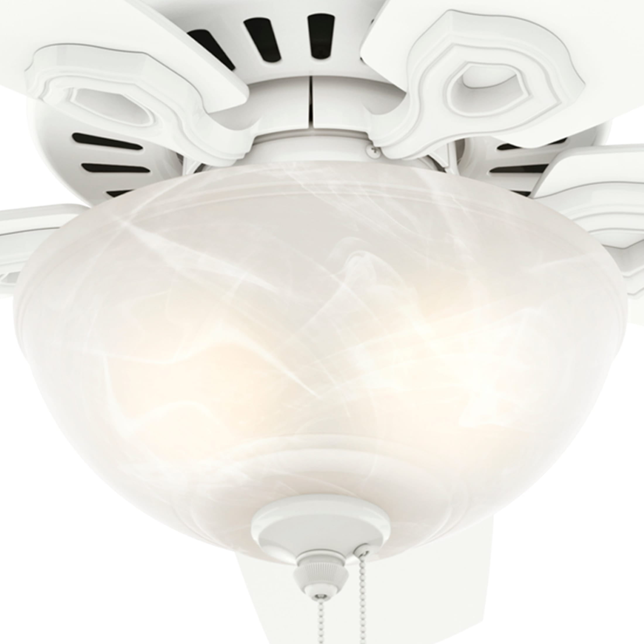 Hunter 42 inch Indoor Ceiling Fan with LED Light - White Ceiling Fan with Pull Chain, For Bedroom or Living Room, Standard Mount, No Remote, 5 Blades, Includes Bulbs - Builder 52217, Snow White - Image 12