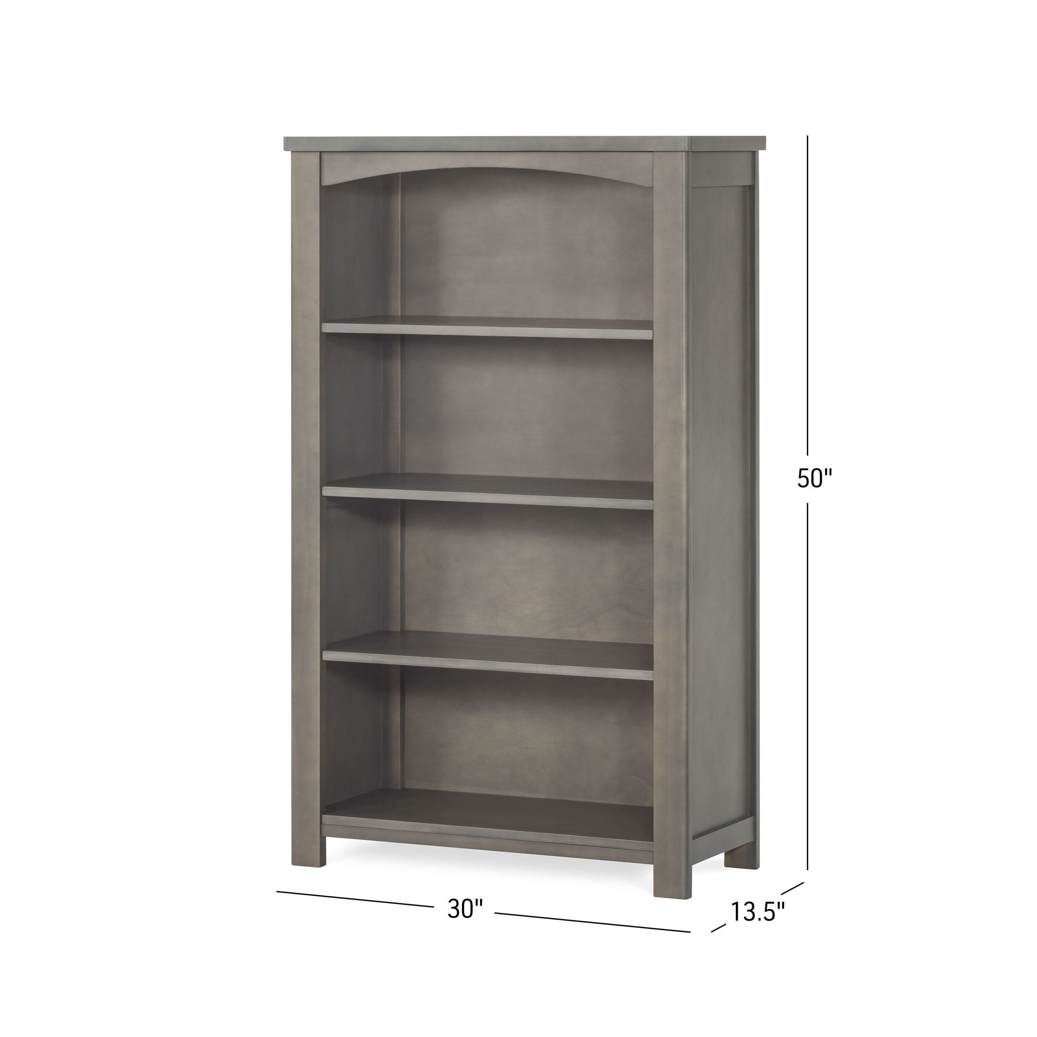 Child Craft Harmony 4-Shelf 50" Bookcase for Nursery or Bedroom, Adjustable Shelves, Dapper Gray - Image 3