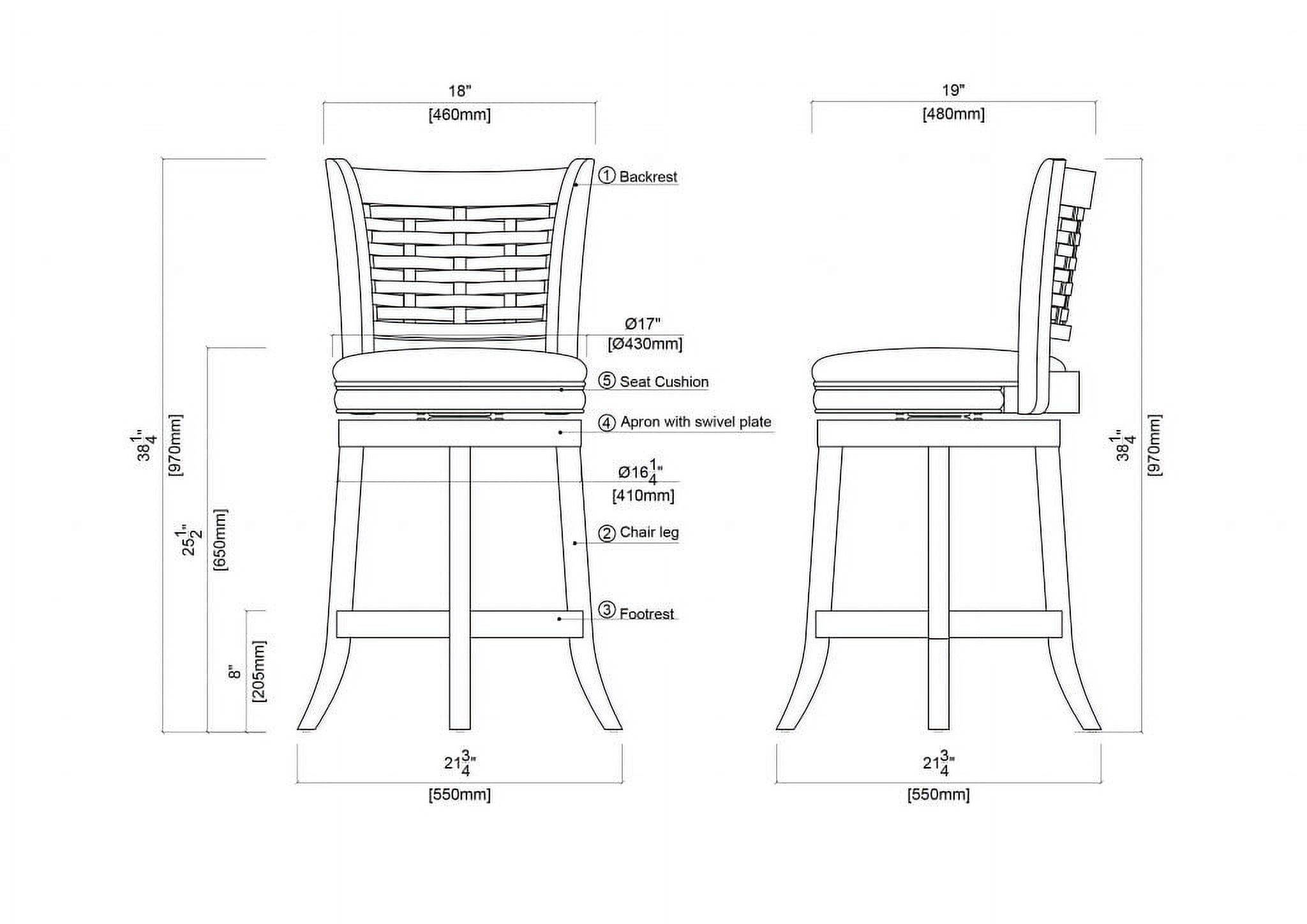 Boraam Sumatra 24" Swivel Counter Stool, Brush Oak - Image 4