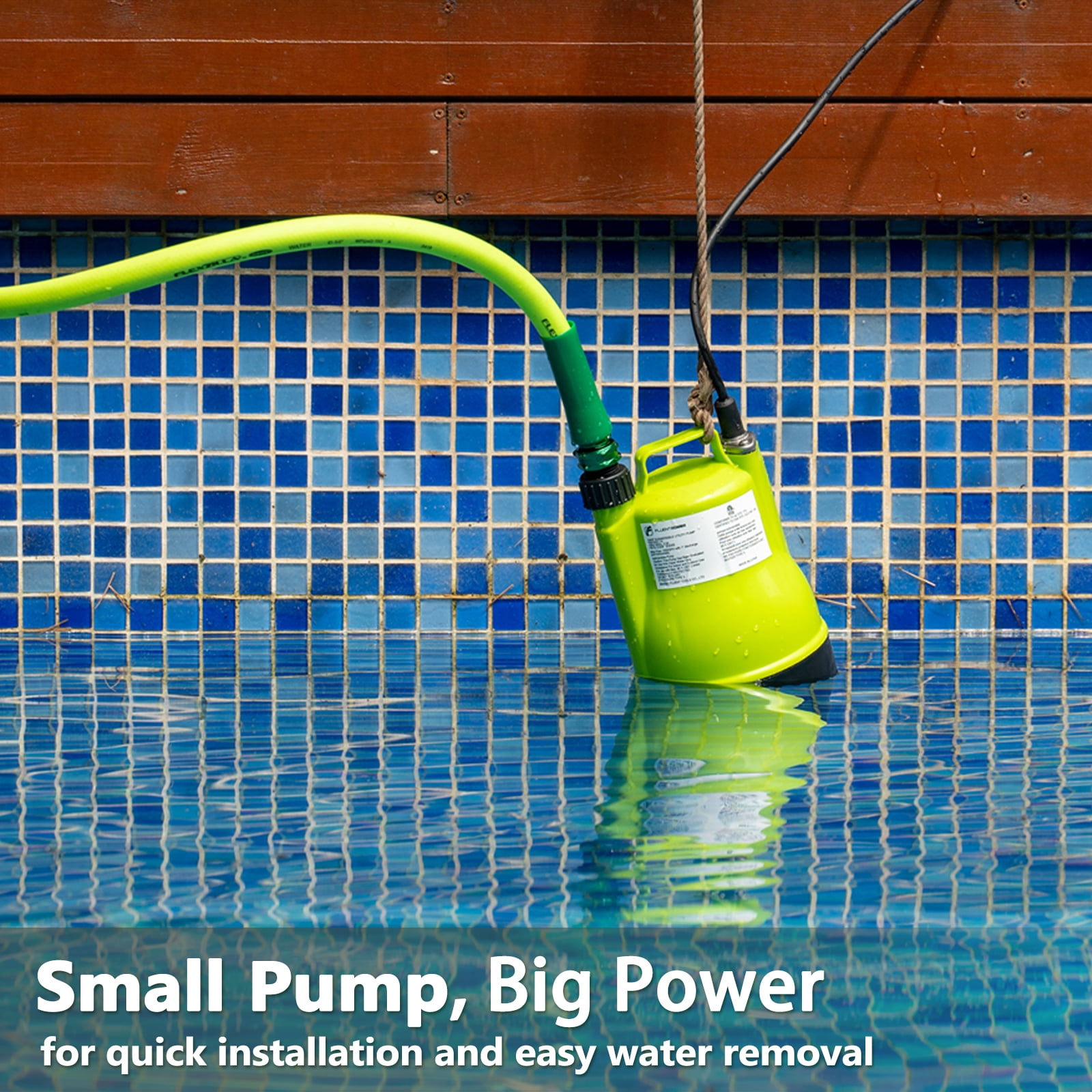 FLUENTPOWER 1/4HP Utility Pump 1900GPH Portable Submersible Sump Pump, Manual Control with 16.4 Ft Cord for Draining Water from Pool Pond Garden Hot Tub Basement Tankless Heater Liquids - Image 8