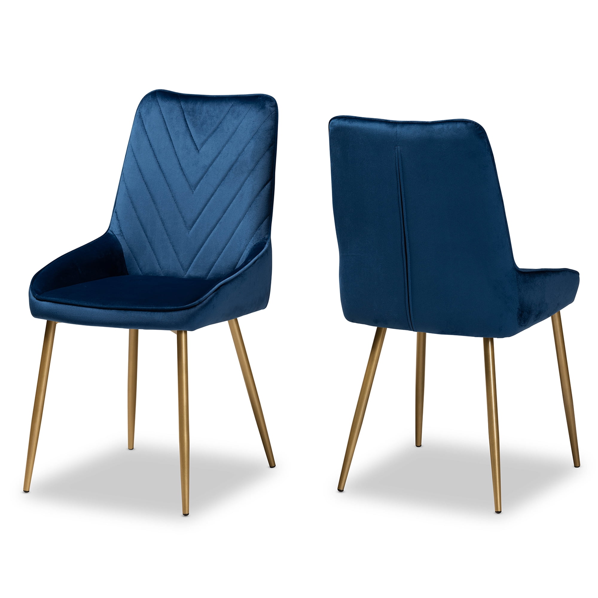 Baxton Studio Priscilla Dining Chair, Set of 2, Navy Blue/Gold - Image 5