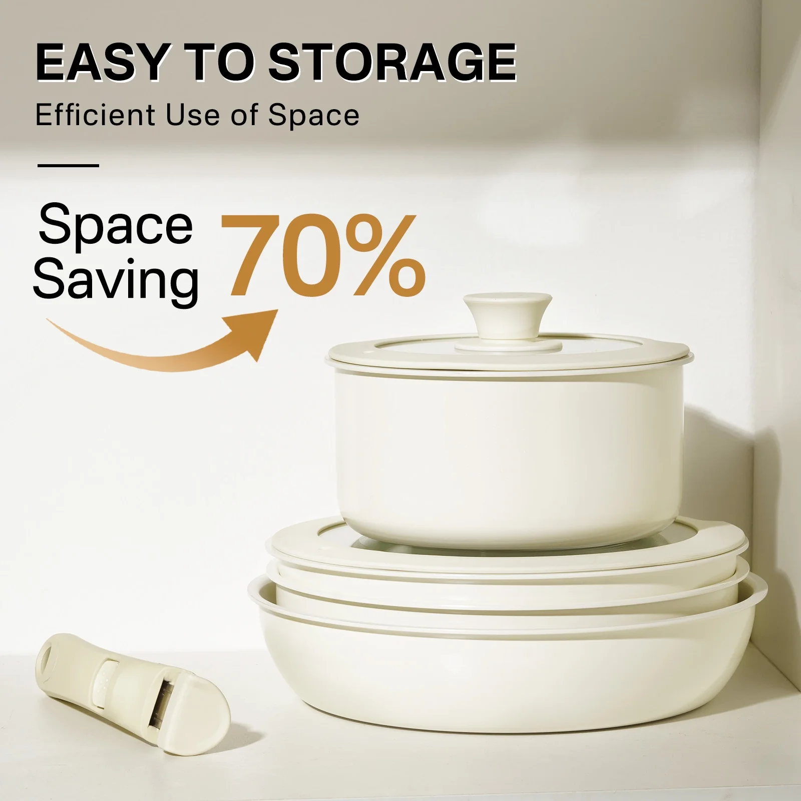 Innerwell 7pcs Nonstick Pots and Pans Set Cookware Detachable Handle Kitchen Set Removable Handle - Image 3