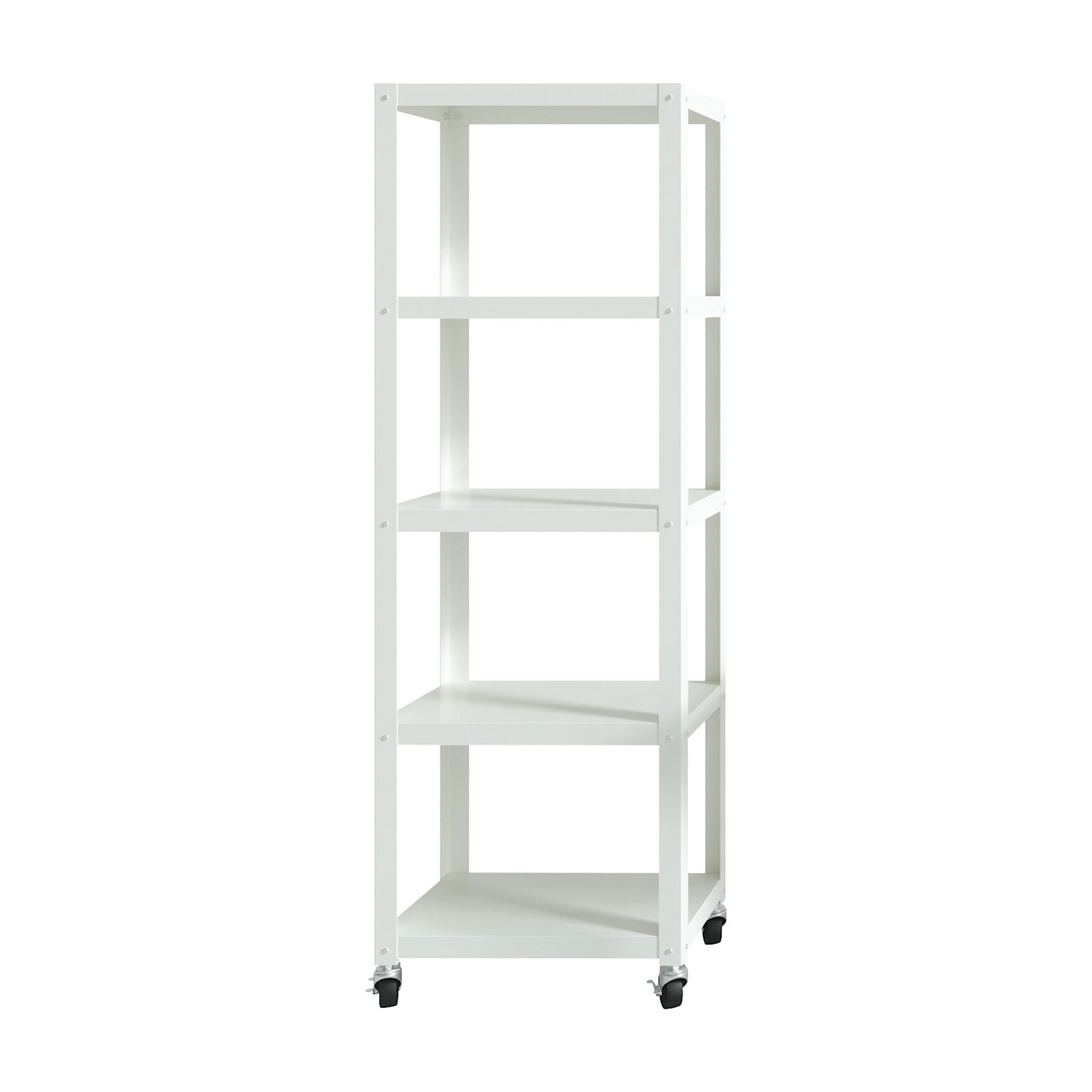 Office Dimensions 72" High Rolling 5 Shelf Bookcase, Industrial Metal, White - Image 11