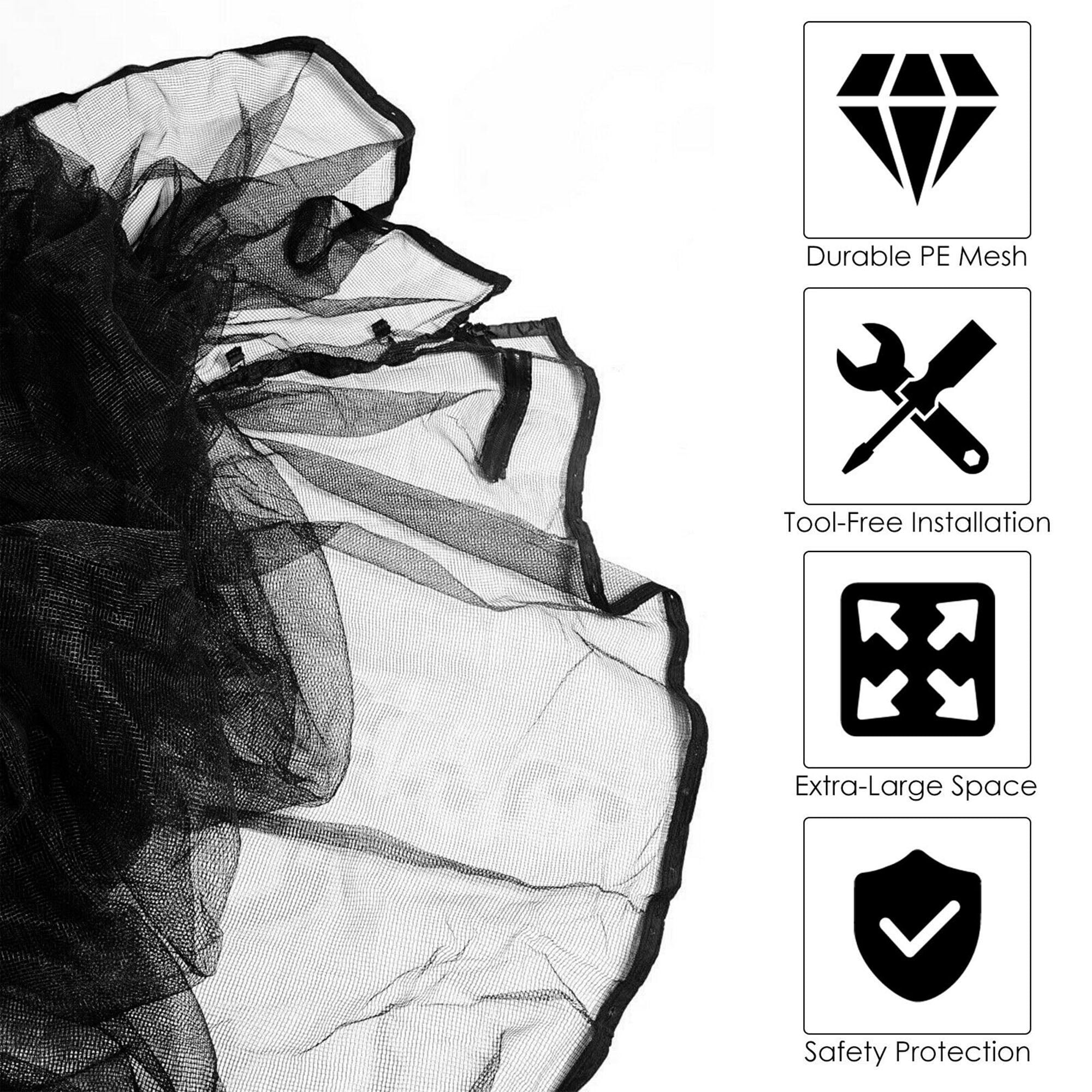 Gymax 16FT Replacement Trampoline Safety Enclosure Net w/ Zipper & Buckle for 6 Poles - Image 10