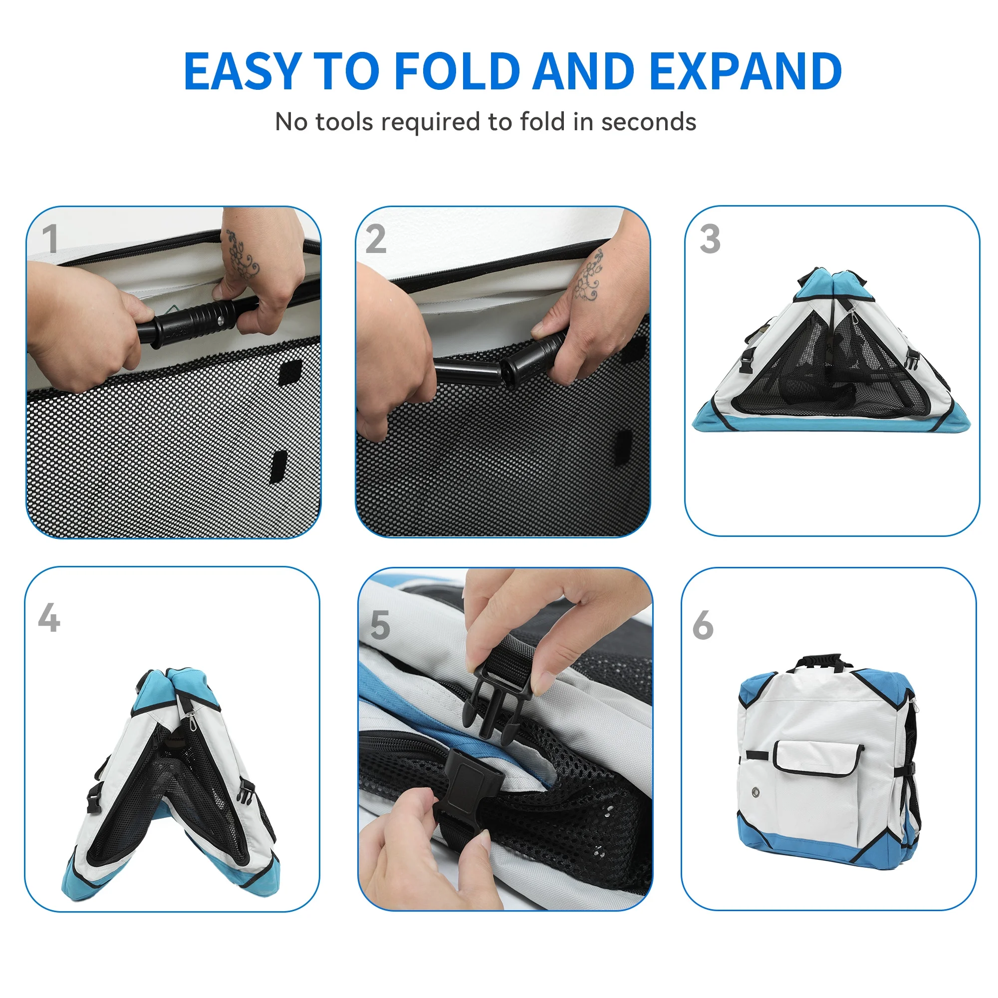 Dextrus Portable Dog Travel Crate, Collapsible Dog Crate with 4 Doors and Sturdy Mesh Windows, Soft Dog Kennel for Indoor and Outdoor Use(42" L x 31" W x 31" H) - Image 2