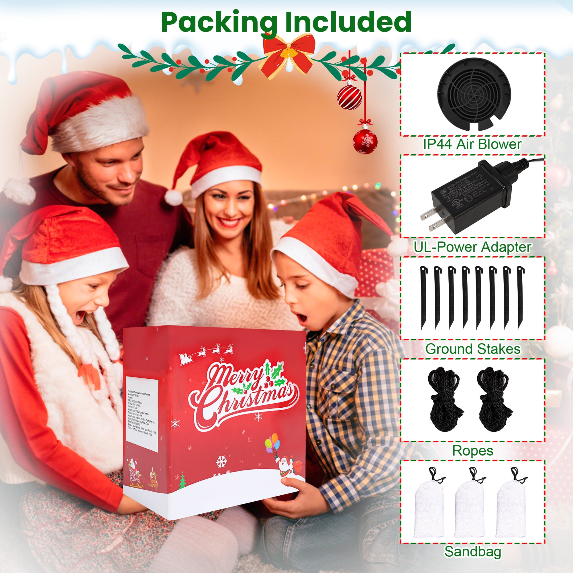 Firstness 6ft Christmas Inflatable,Christmas Blow ups Santa Snowman Xmas Tree Penguin Dog with LED Lights, Outdoor Decoration for Yard Garden Party - Image 10