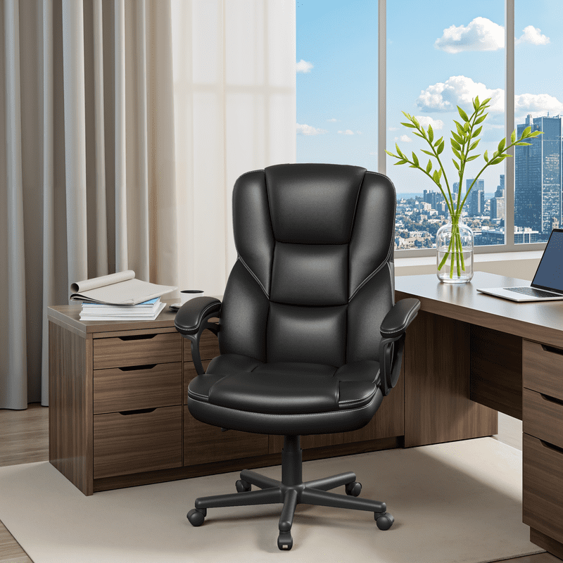 Lacoo Executive Office Chair , Ergonomic High Back Chair Cushion Lumbar Back Support for Adults(Black) - Image 6