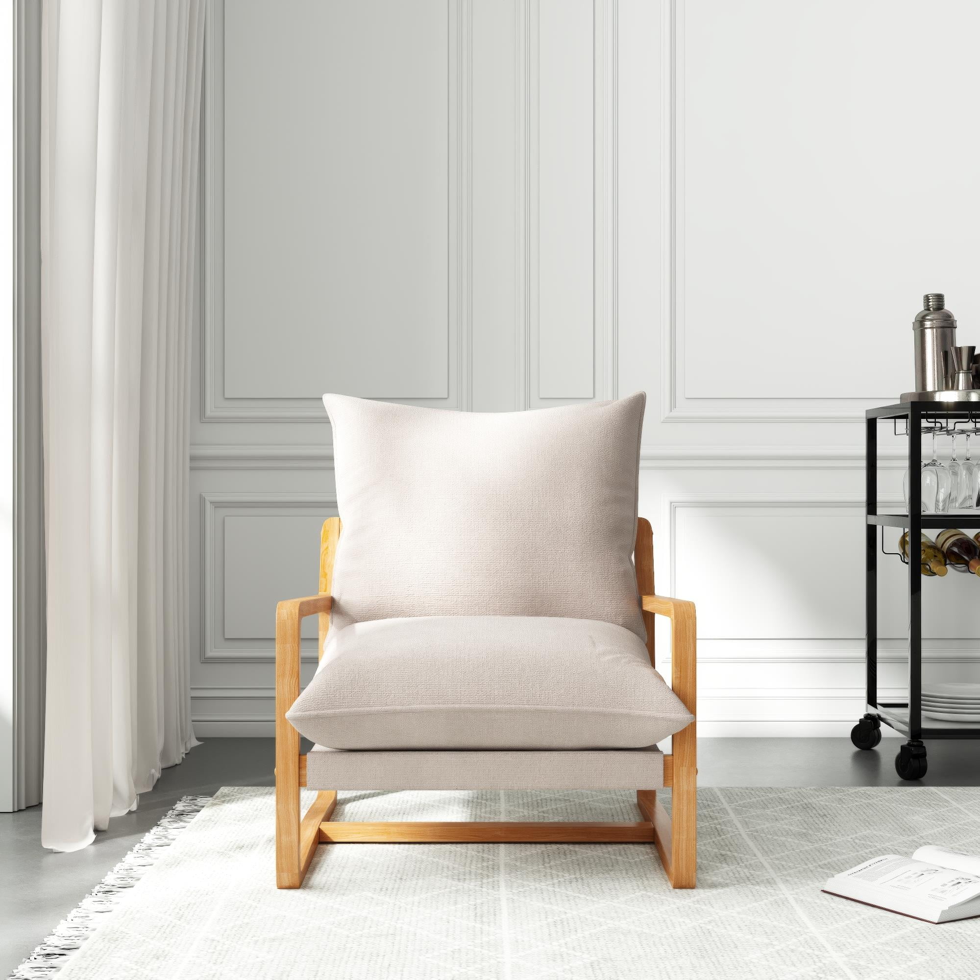 Better Homes & Gardens Wooden Ezra Sling Accent Chair, Cream Linen - Image 13