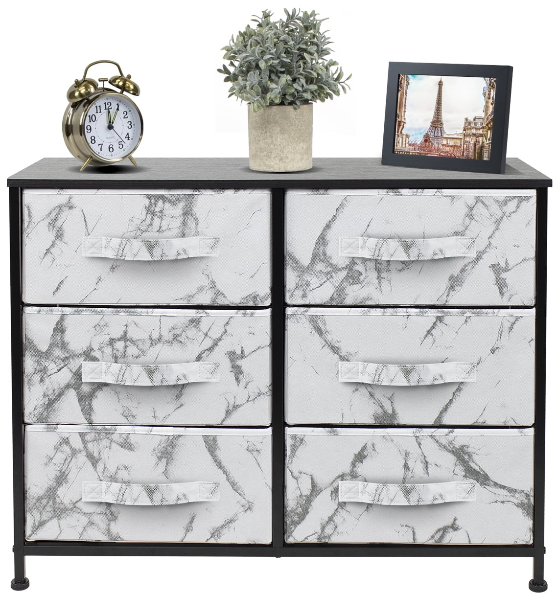 Sorbus Adult Medium-Density Fibreboard 6 Drawers Storage Chest, Black and Gray, Length 31.50" - Image 6